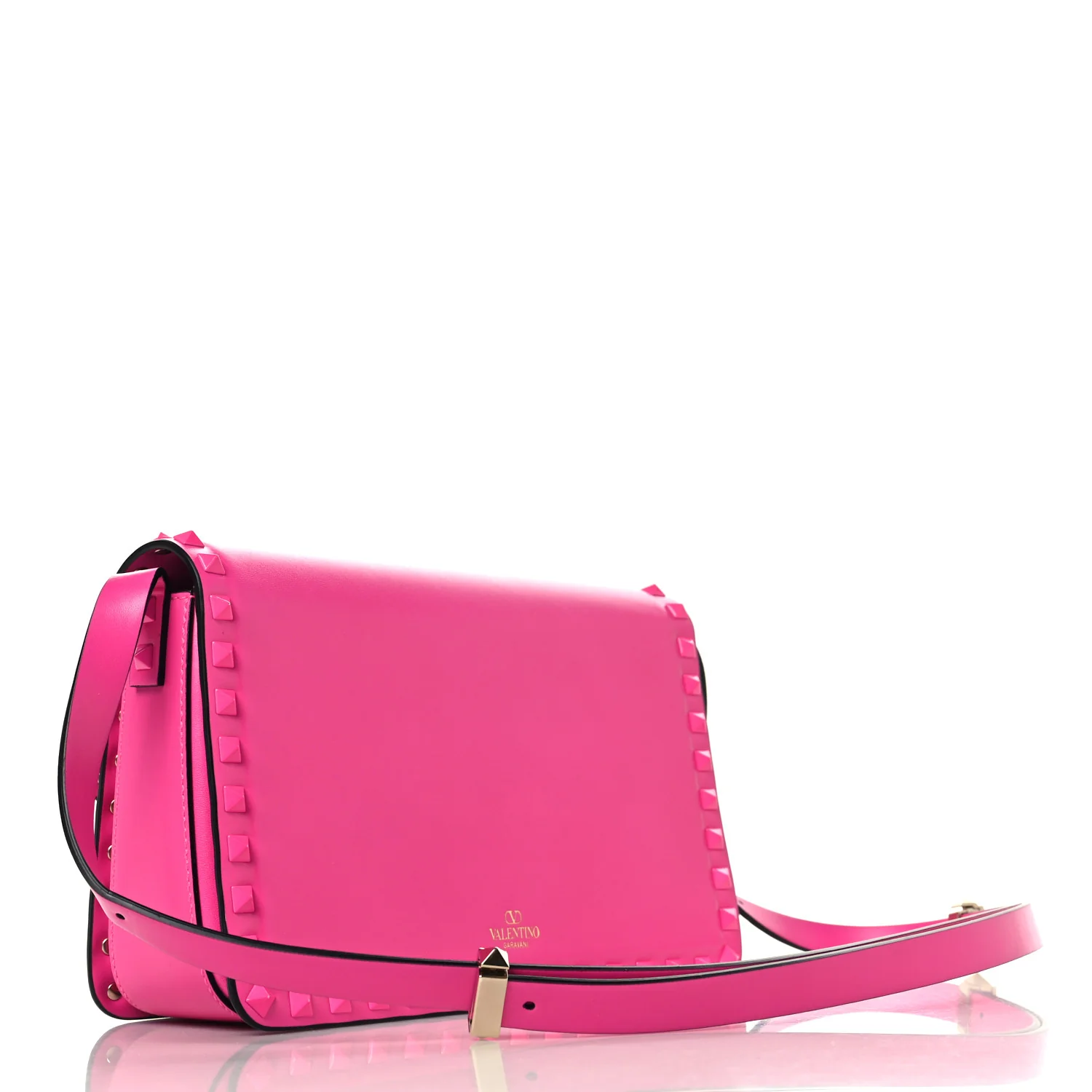 Smooth Calfskin Enamel Tonal Rockstud23 Shoulder Bag Pink PP - Image 3