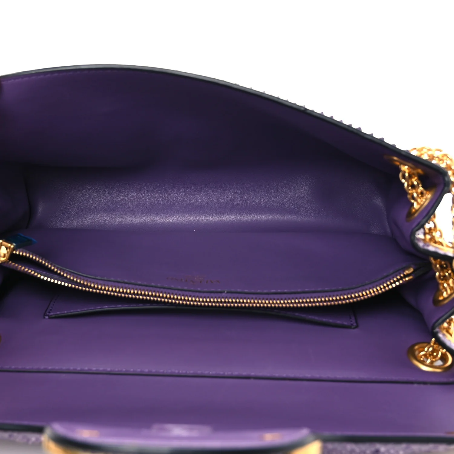 Snakeskin Stud Sign Shoulder Bag Purple - Image 5