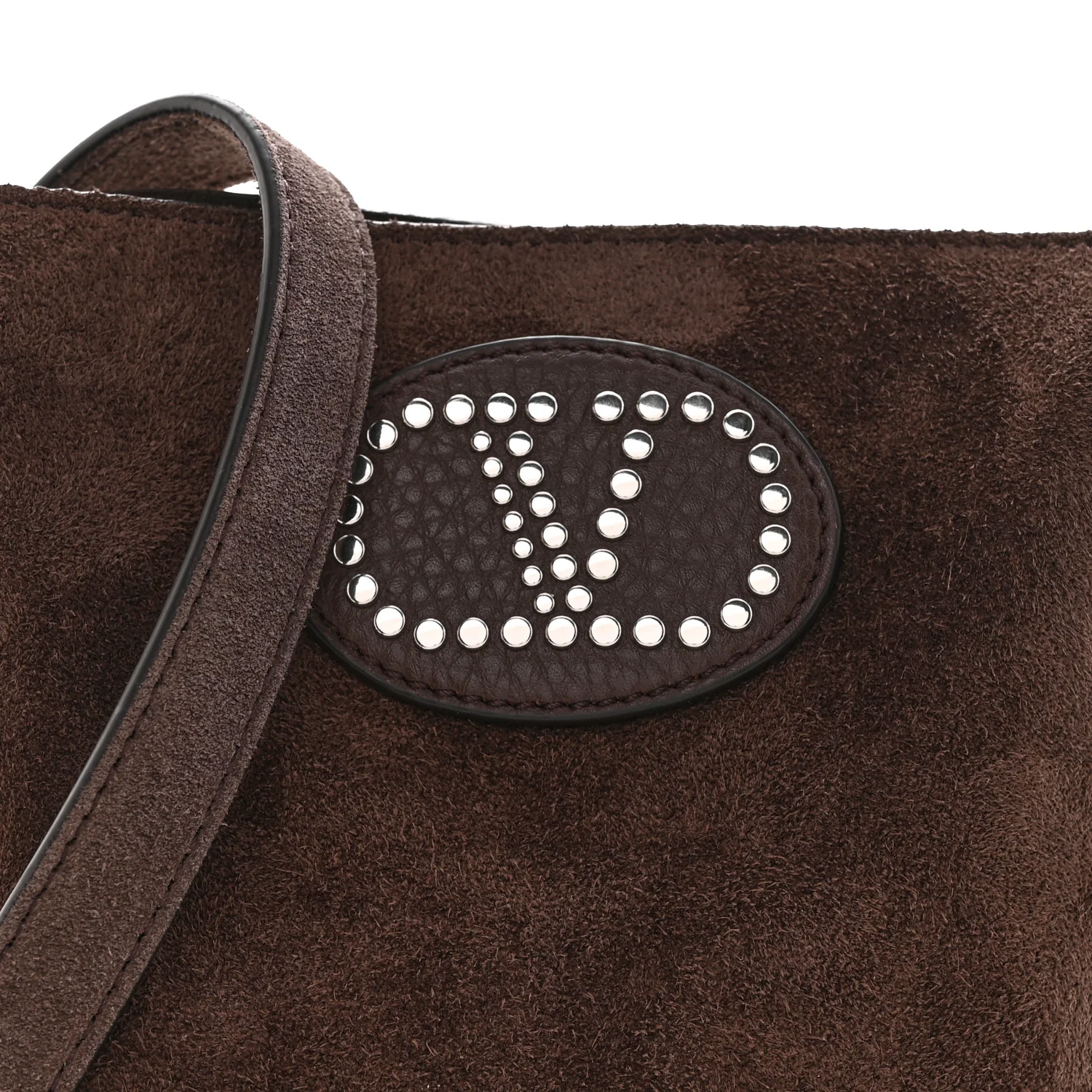 Suede Calfskin Studded Nellcote Fringe Crossbody Bag Brown - Image 7