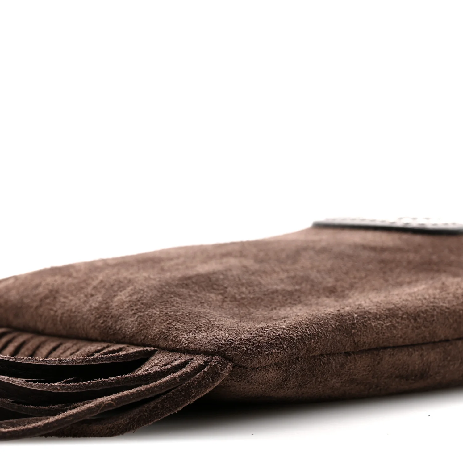Suede Calfskin Studded Nellcote Fringe Crossbody Bag Brown - Image 9
