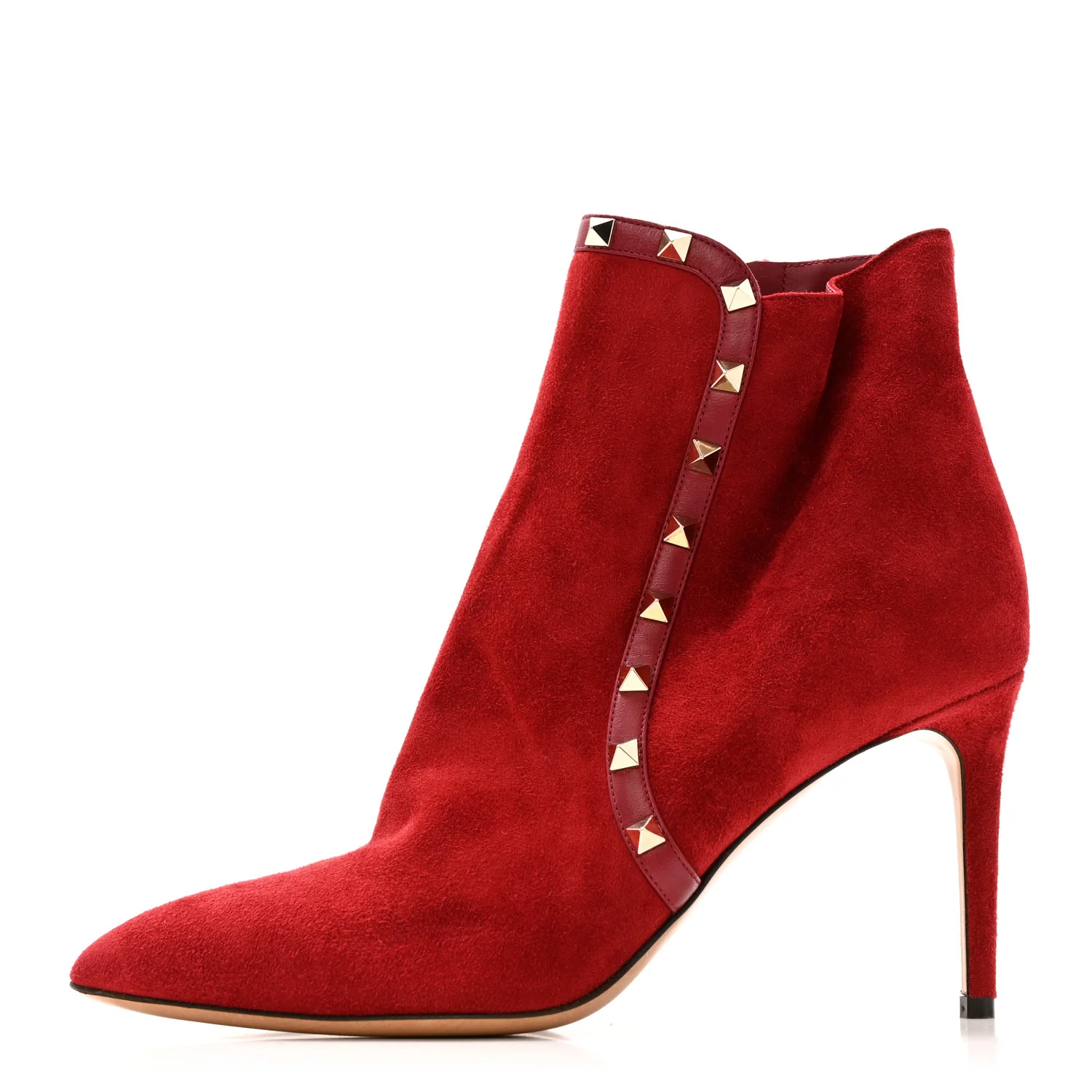 Suede Rockstud 85mm Ankle Booties 39.5 Rubino