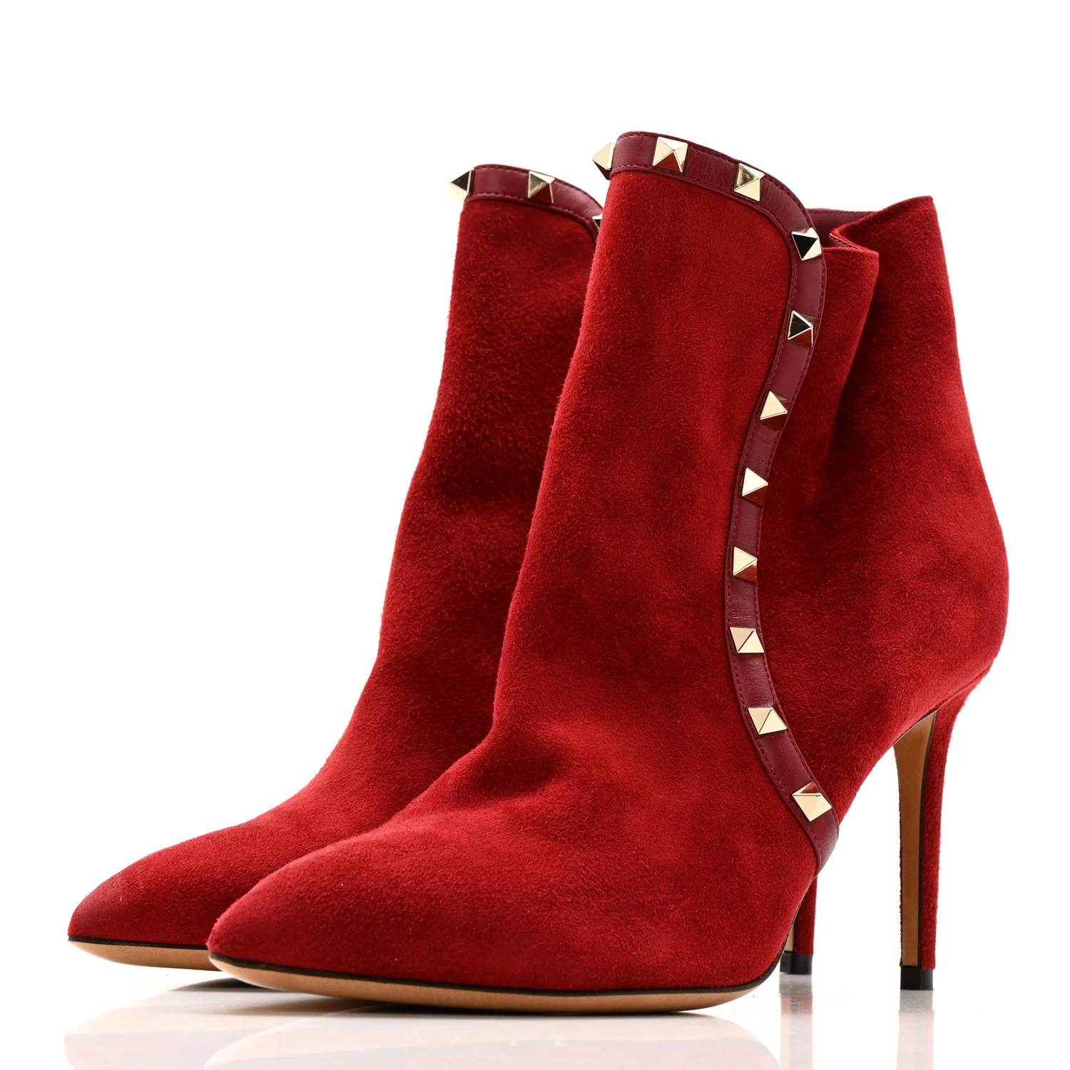 Suede Rockstud 85mm Ankle Booties 39.5 Rubino - Image 4