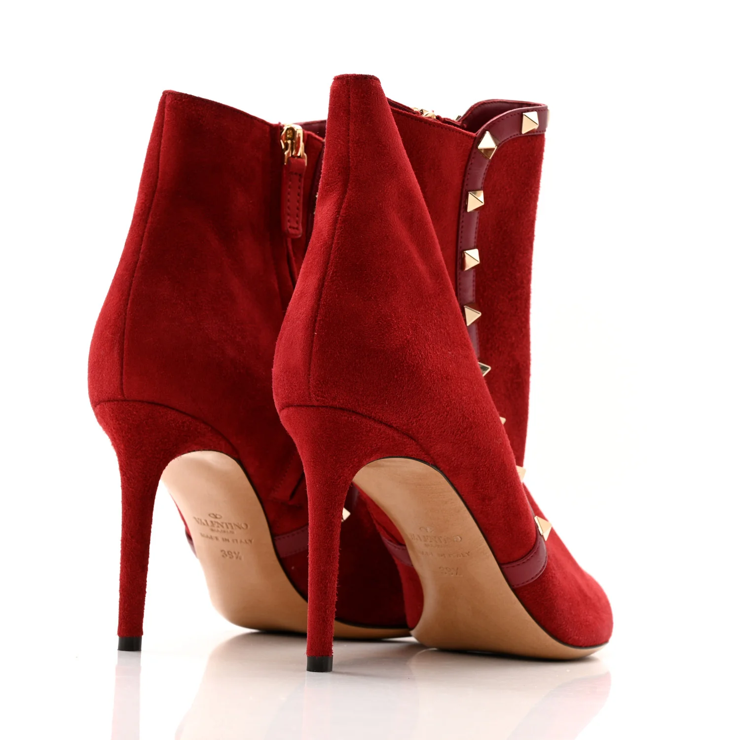 Suede Rockstud 85mm Ankle Booties 39.5 Rubino - Image 5