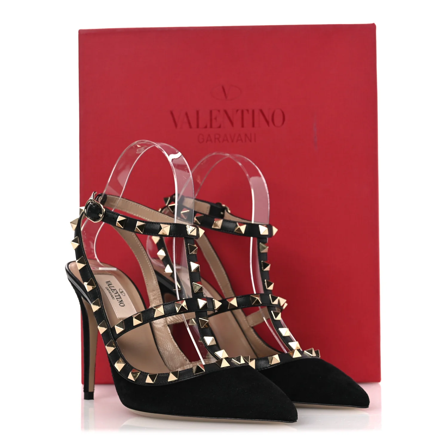 Suede Rockstud Ankle Strap Pumps 37 Black - Image 12