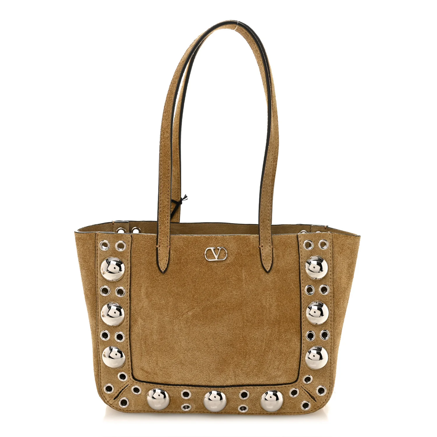 Suede Studded Mini Nellcote Shopping Tote Havana Beige