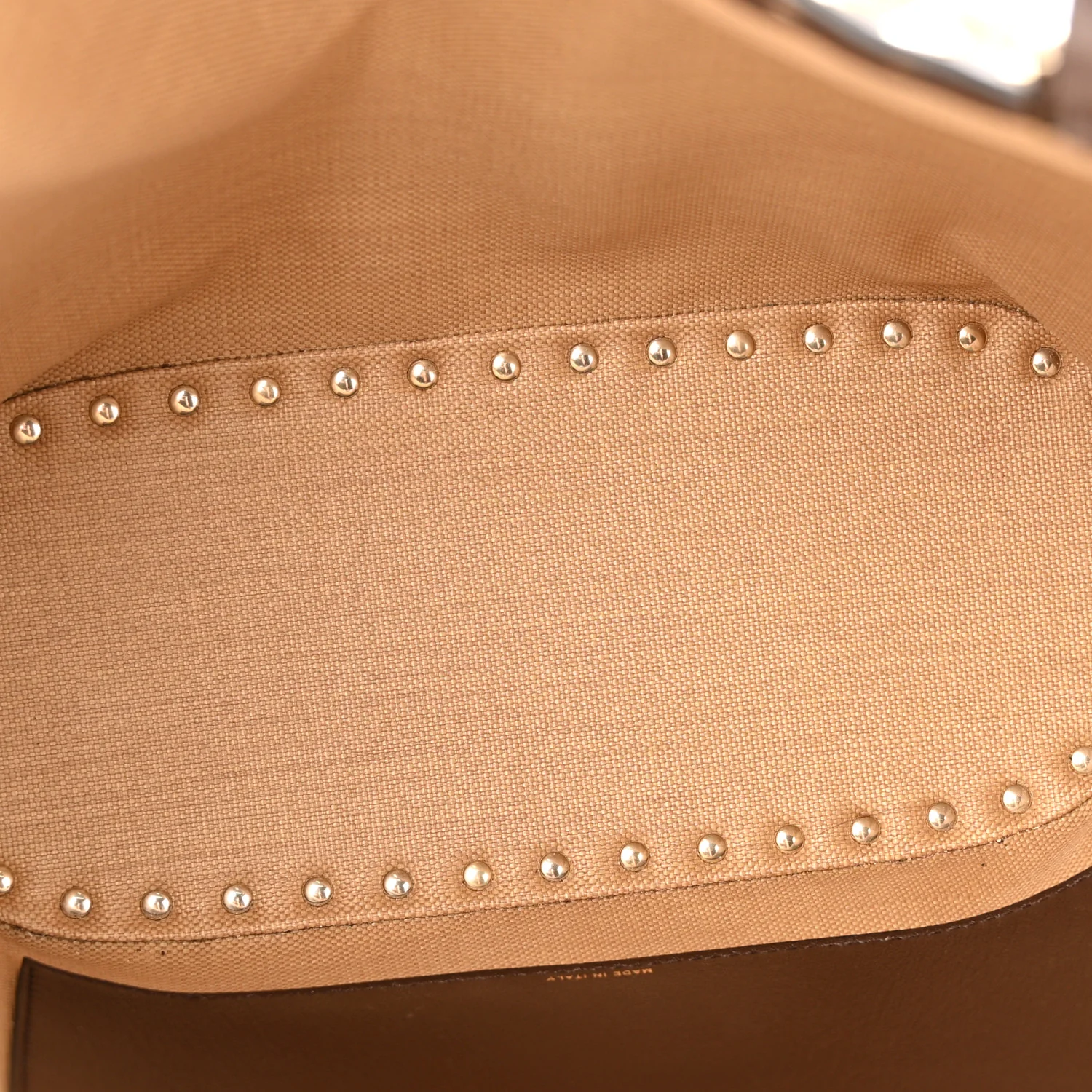 Synthetic Raffia Calfskin Rockstud Small Garden Tote Bag Tobacco Cacao - Image 5
