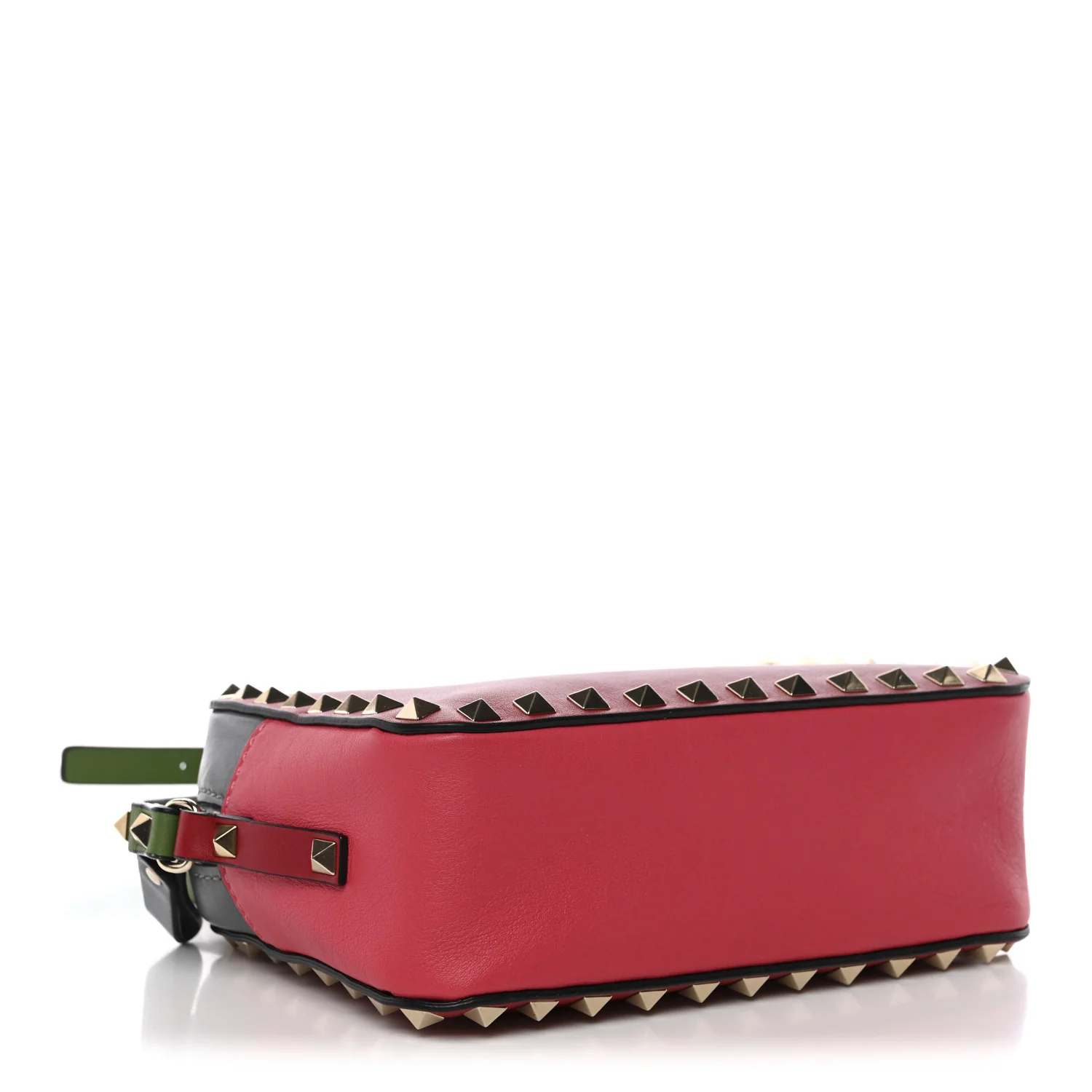Vitello Colorblock Rockstud Camera Crossbody Bag Deep Rose Clover - Image 4