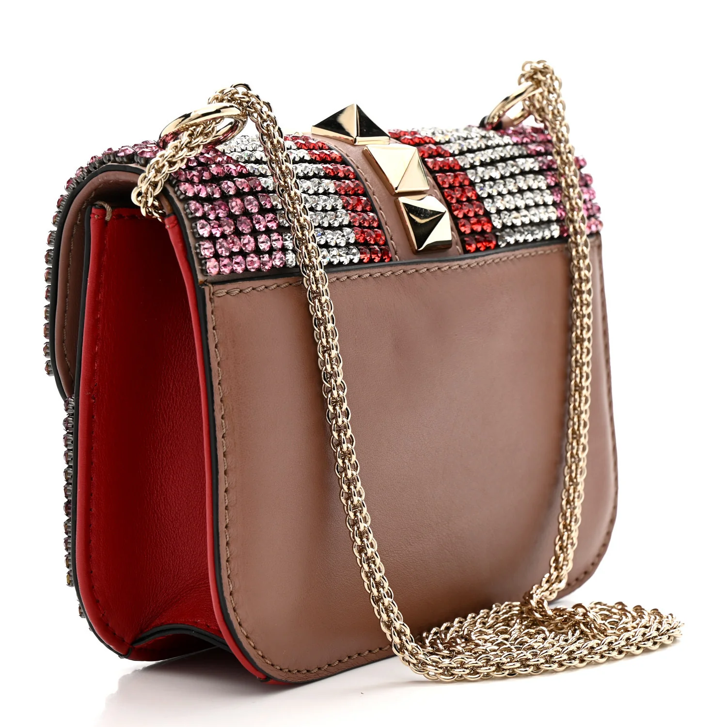 Vitello Crystal Embellished Small Glam Lock Rockstud Flap Multicolor - Image 3