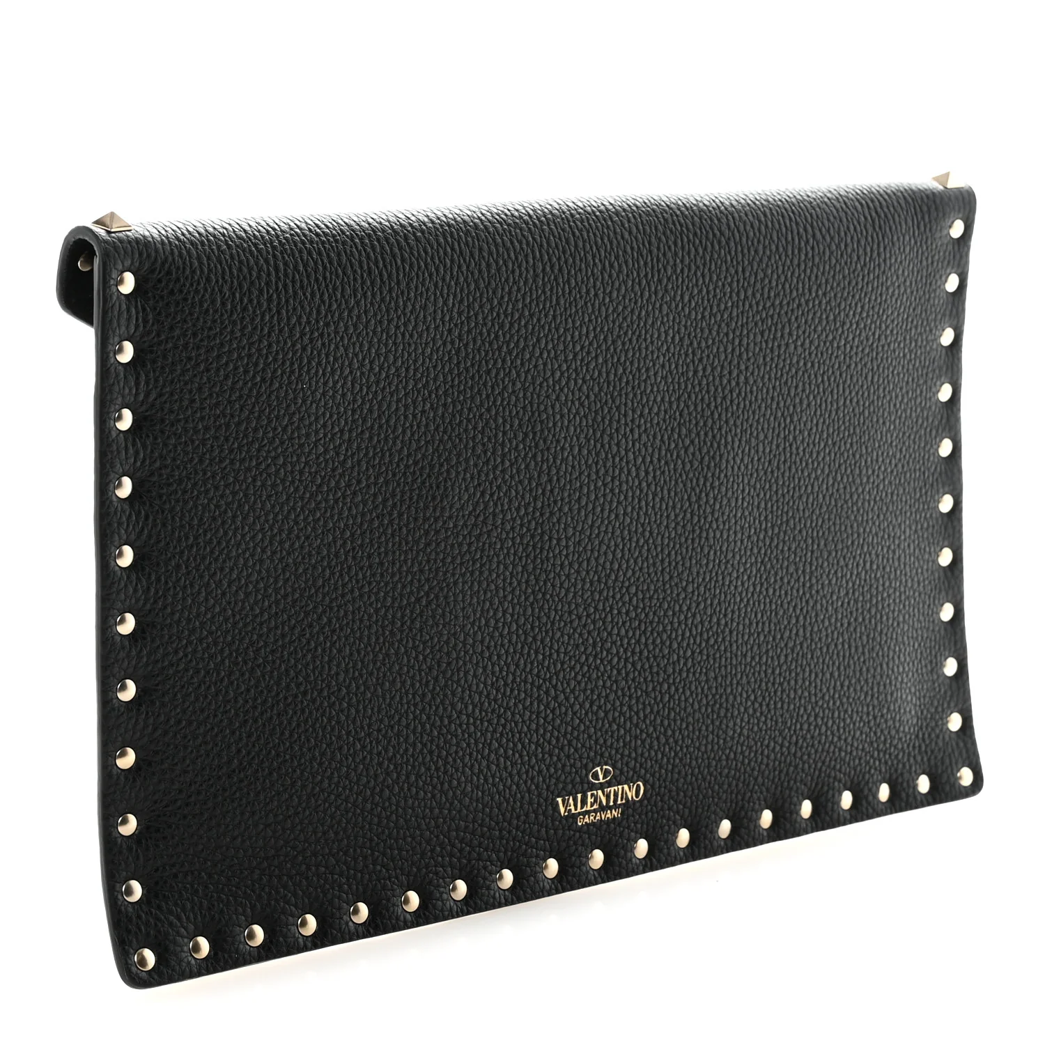 Vitello Large Rockstud Envelope Clutch Black - Image 3