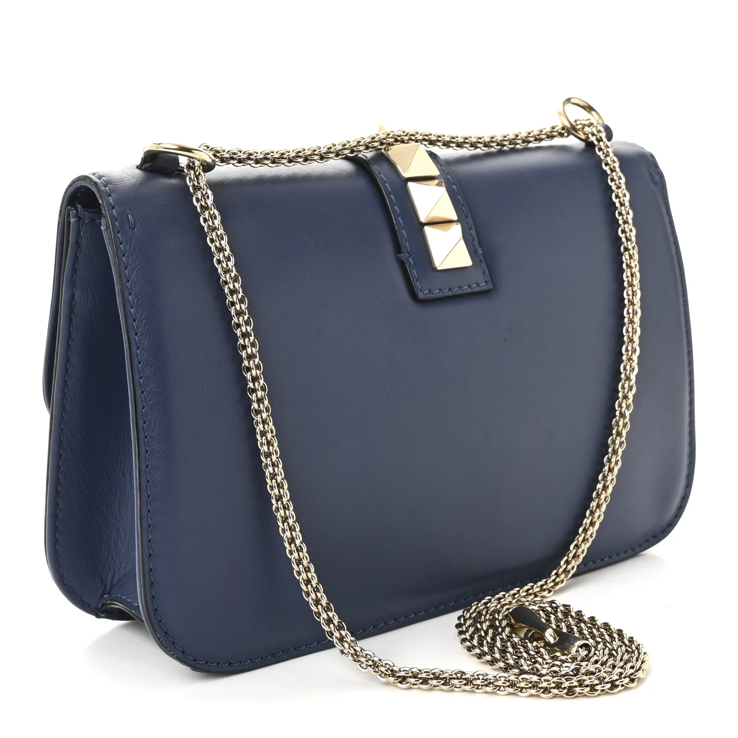 Vitello Medium Glam Lock Rockstud Flap Indigo - Image 3