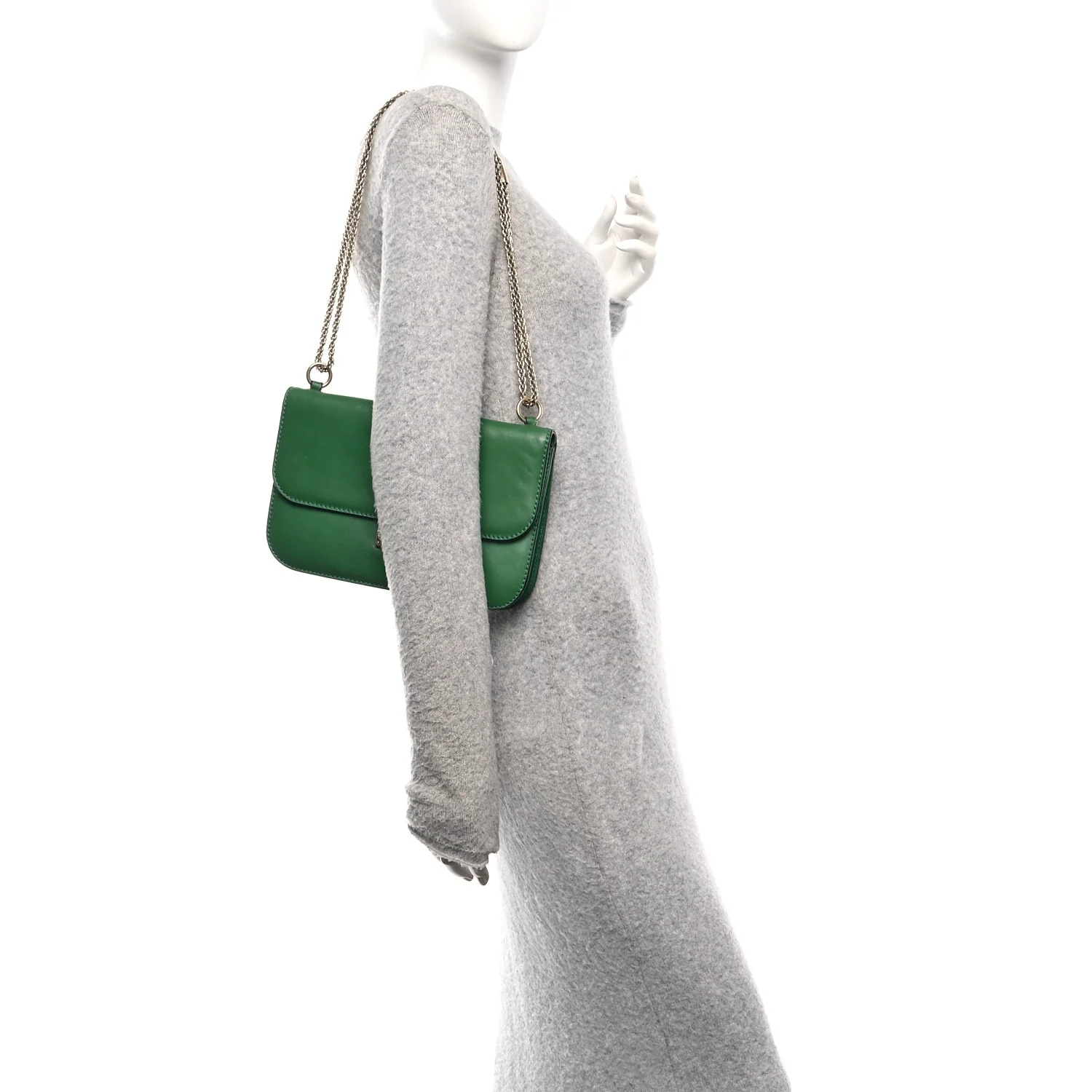Vitello Medium Glam Lock Rockstud Flap Pop Green - Image 2