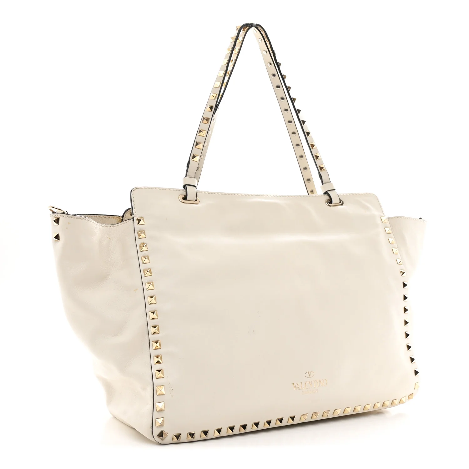 Vitello Medium Rockstud All Over Tote White - Image 3