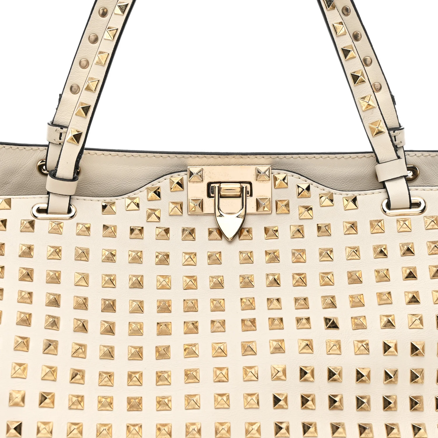 Vitello Medium Rockstud All Over Tote White - Image 7