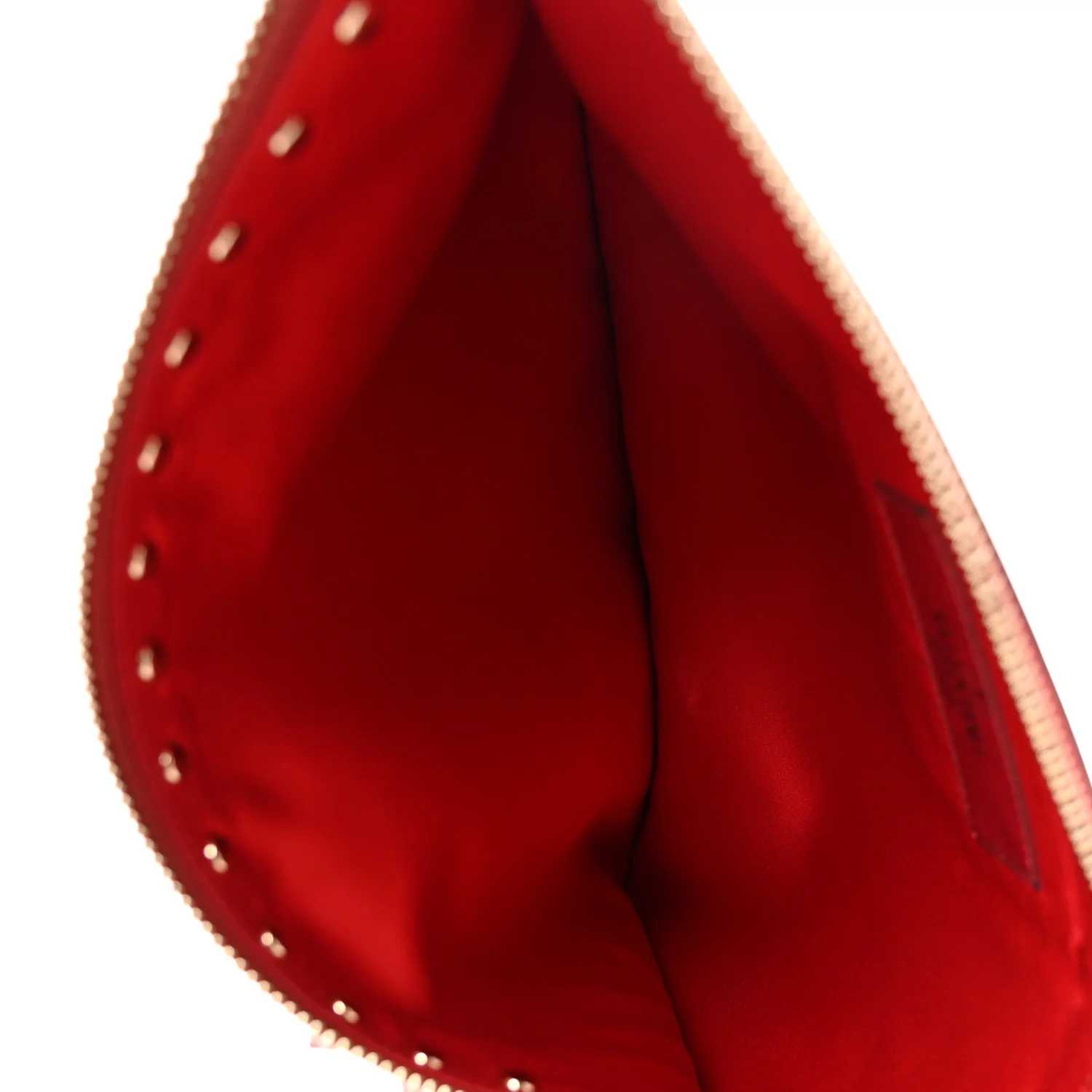 Vitello Monochrome Large Rockstud Zip Pouch Red - Image 5