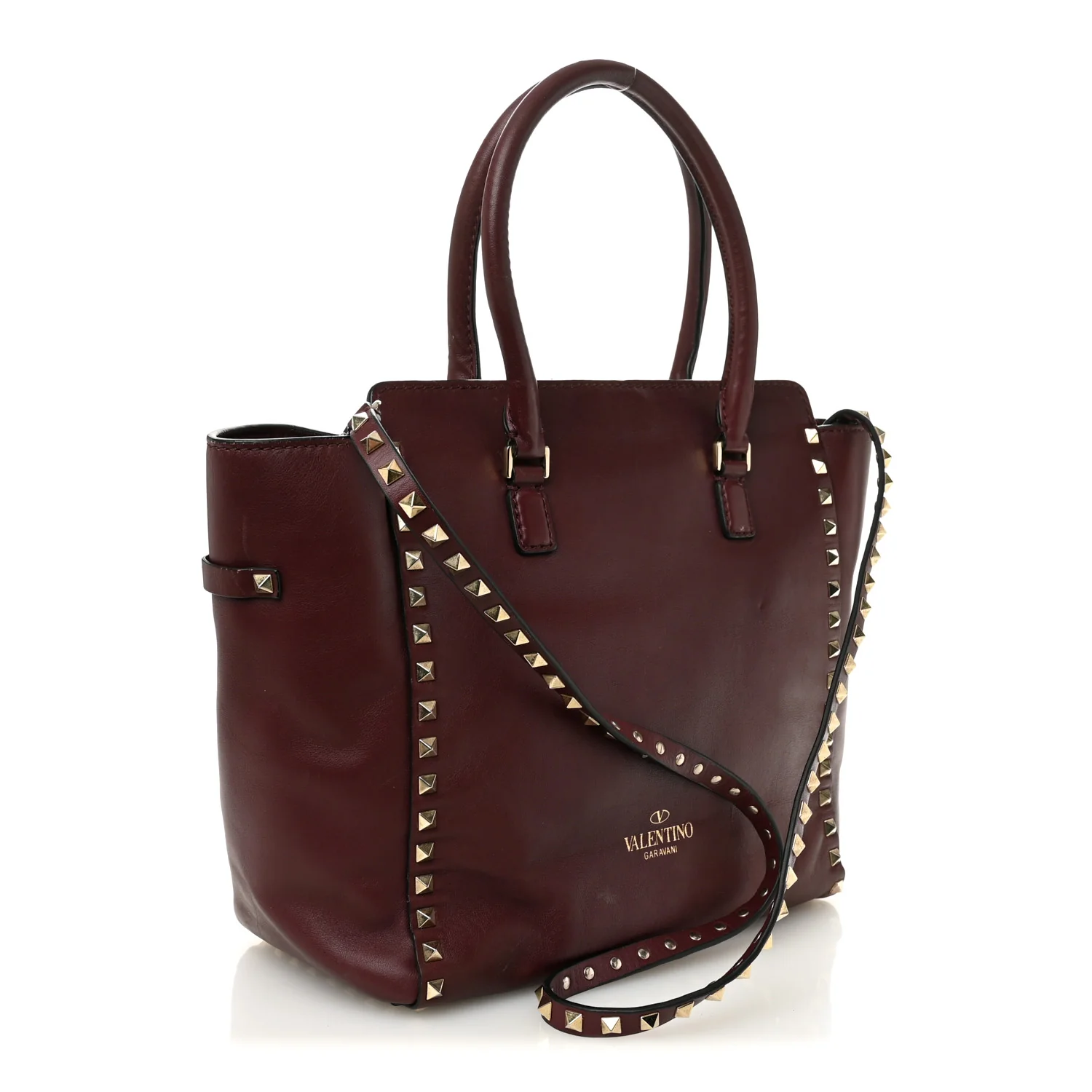 Vitello Rockstud Double Handle Tote Rubin - Image 3
