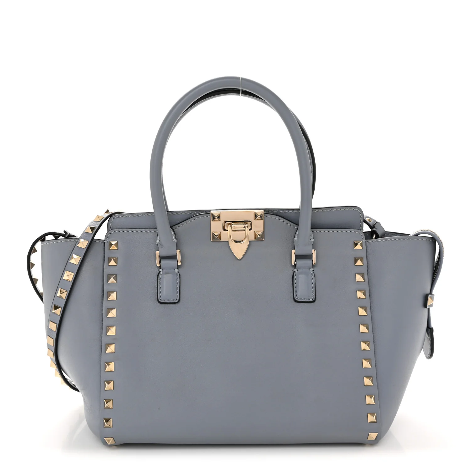 Vitello Rockstud Small Double Handle Tote Grey Blue