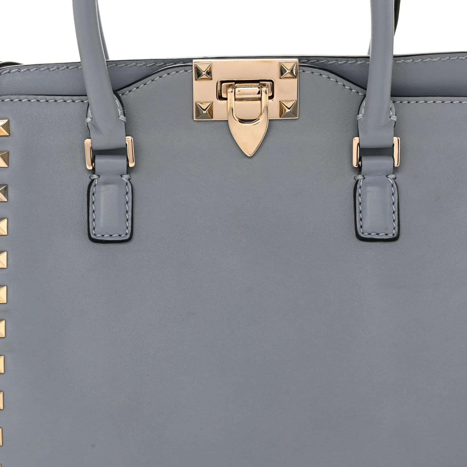 Vitello Rockstud Small Double Handle Tote Grey Blue - Image 8
