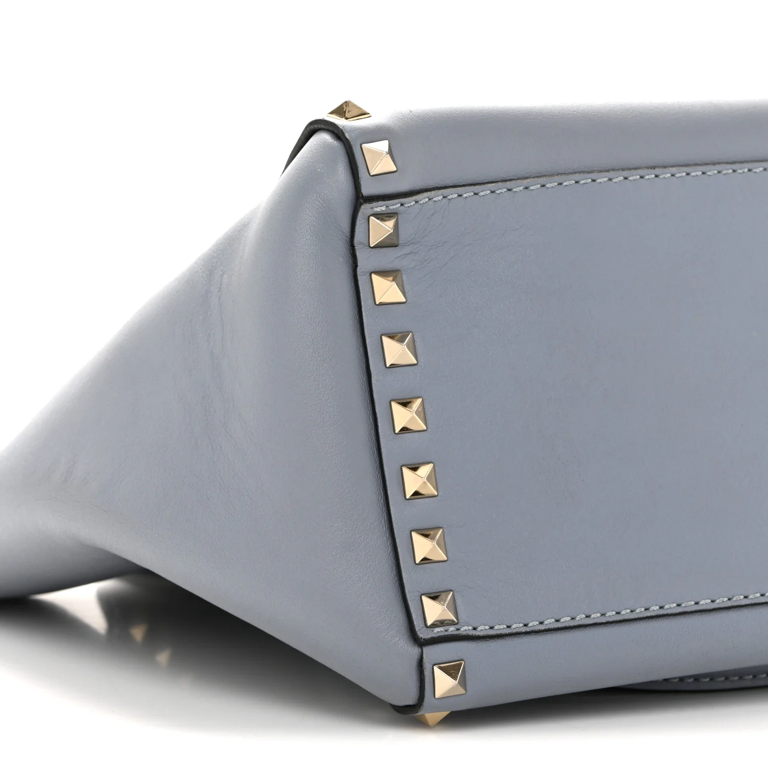 Vitello Rockstud Small Double Handle Tote Grey Blue - Image 9