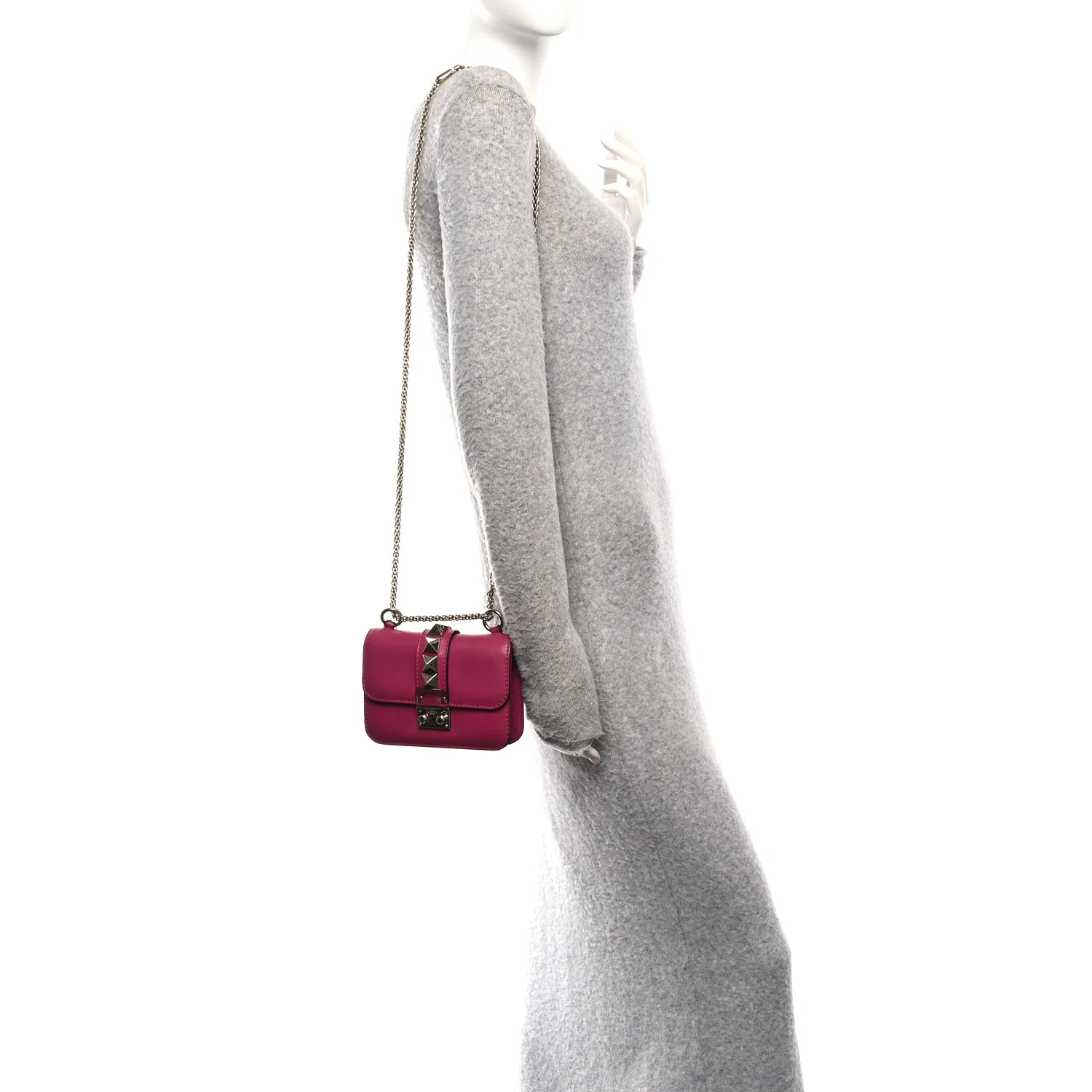 Vitello Small Glam Lock Rockstud Flap Deep Cyclamin - Image 2