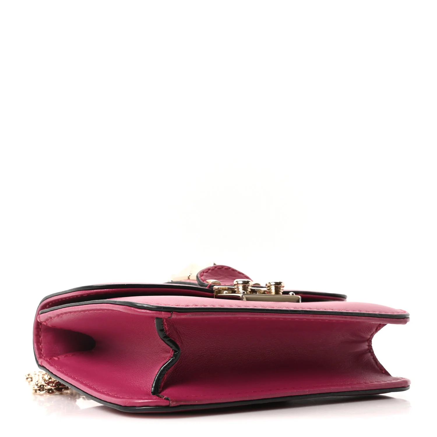 Vitello Small Glam Lock Rockstud Flap Deep Cyclamin - Image 4