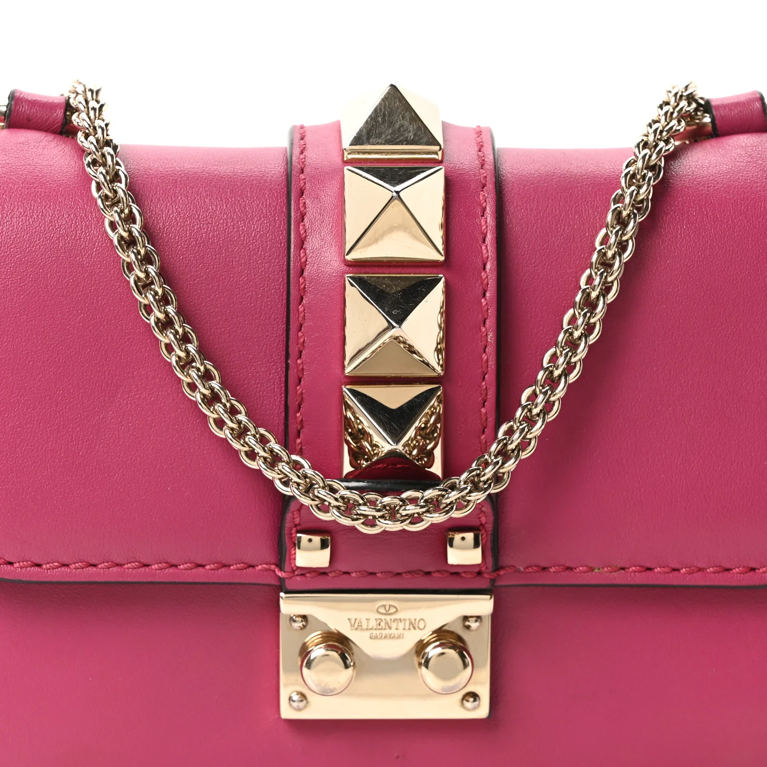 Vitello Small Glam Lock Rockstud Flap Deep Cyclamin - Image 7