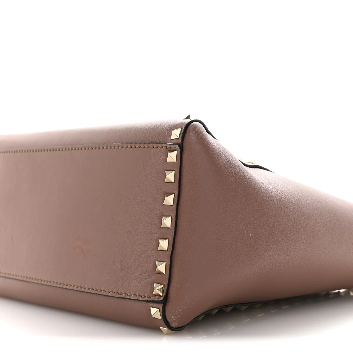 Vitello Small Rockstud Double Handle Tote Antique Rose - Image 10