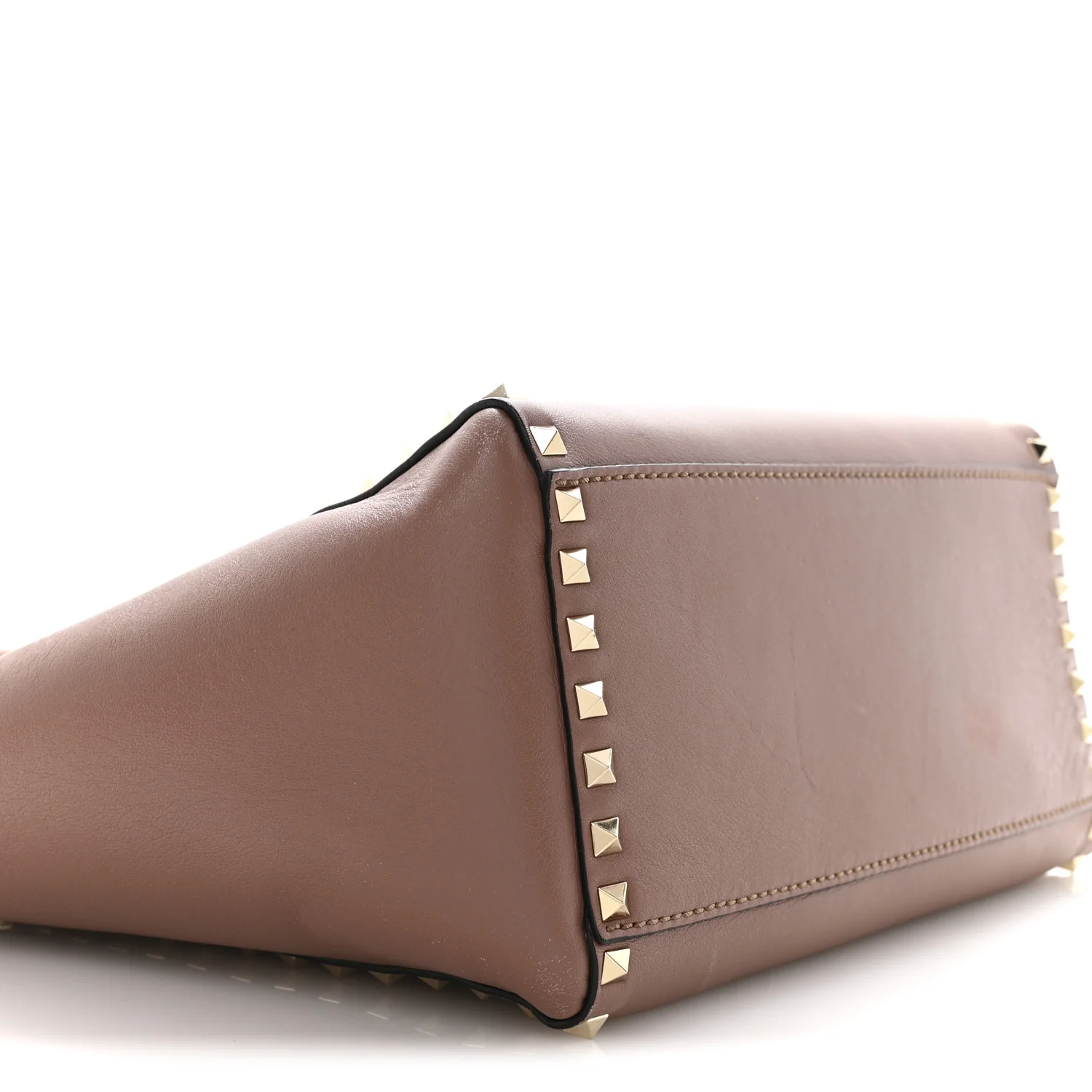 Vitello Small Rockstud Double Handle Tote Antique Rose - Image 9