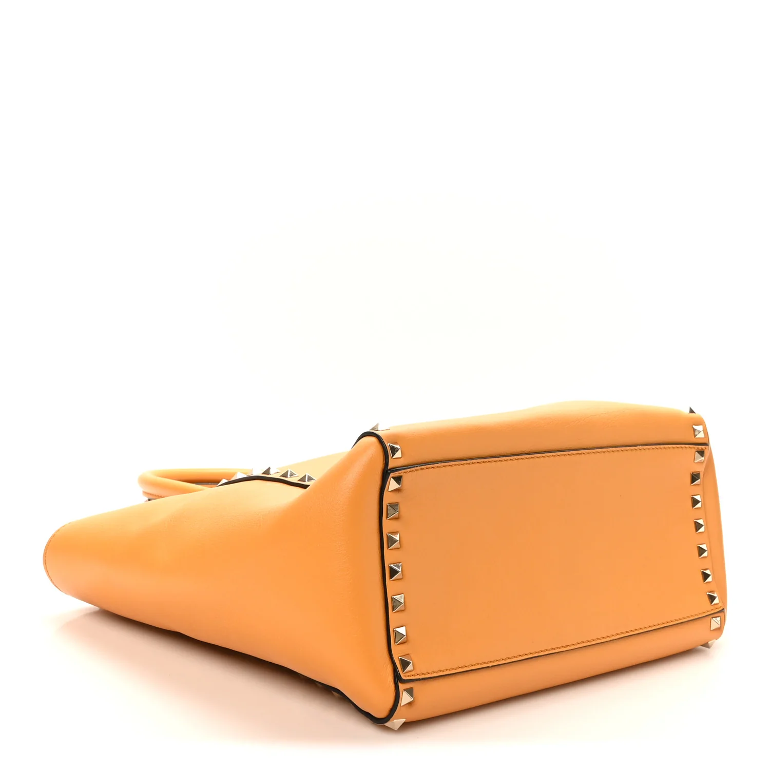 Vitello Small Rockstud Double Handle Tote Mandarin Sorbet - Image 4