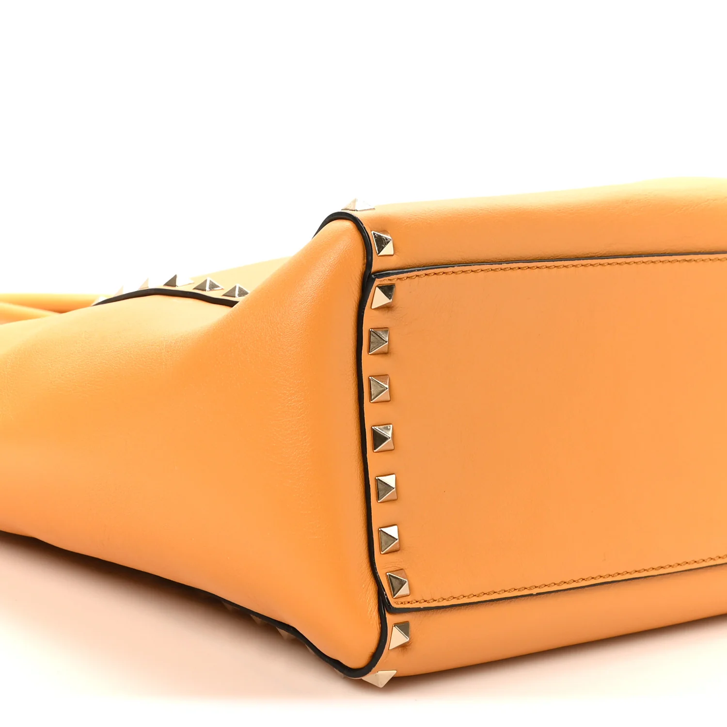 Vitello Small Rockstud Double Handle Tote Mandarin Sorbet - Image 8