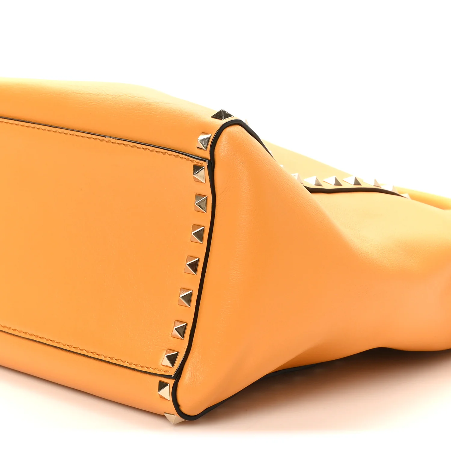 Vitello Small Rockstud Double Handle Tote Mandarin Sorbet - Image 9