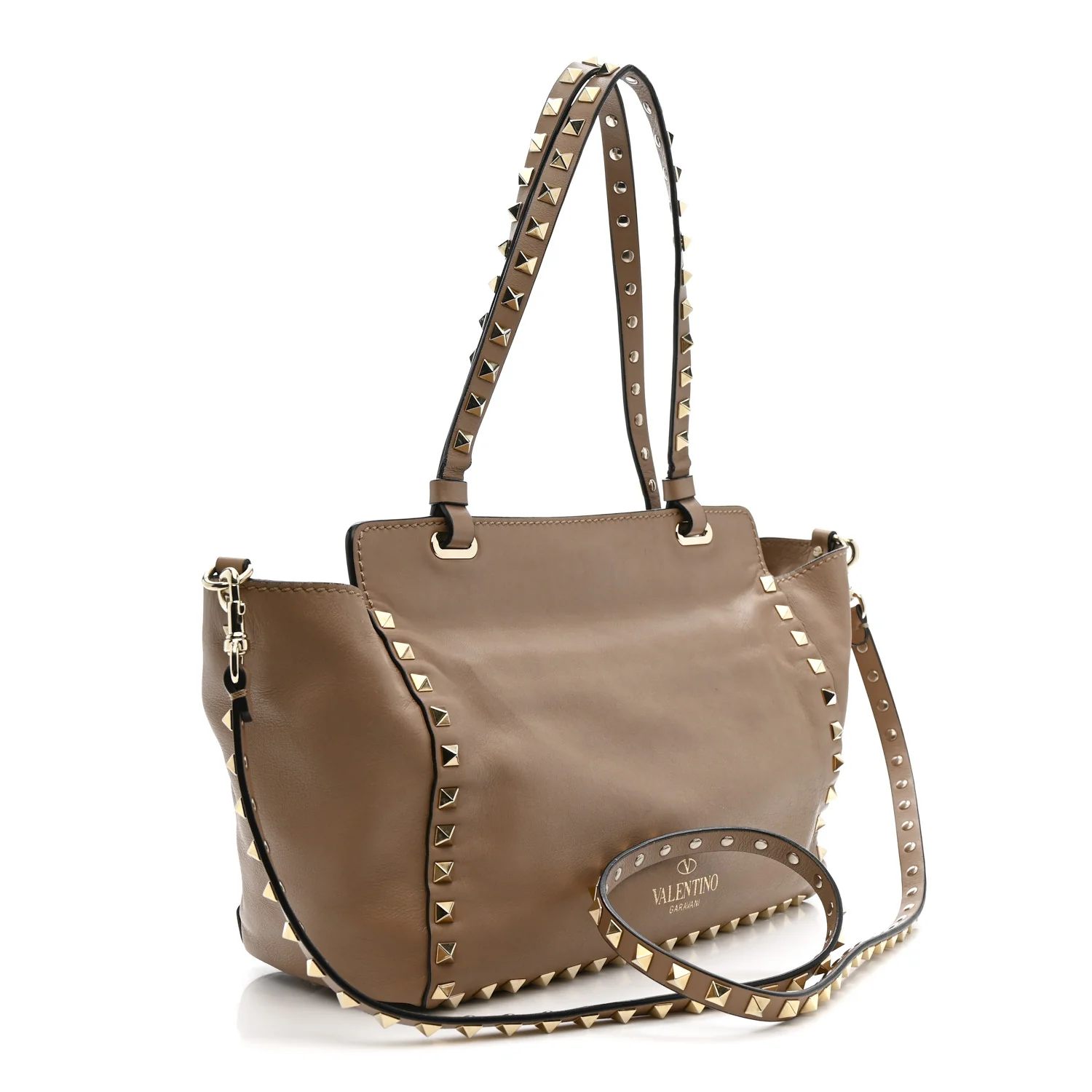 Vitello Small Rockstud Tote Beige - Image 3
