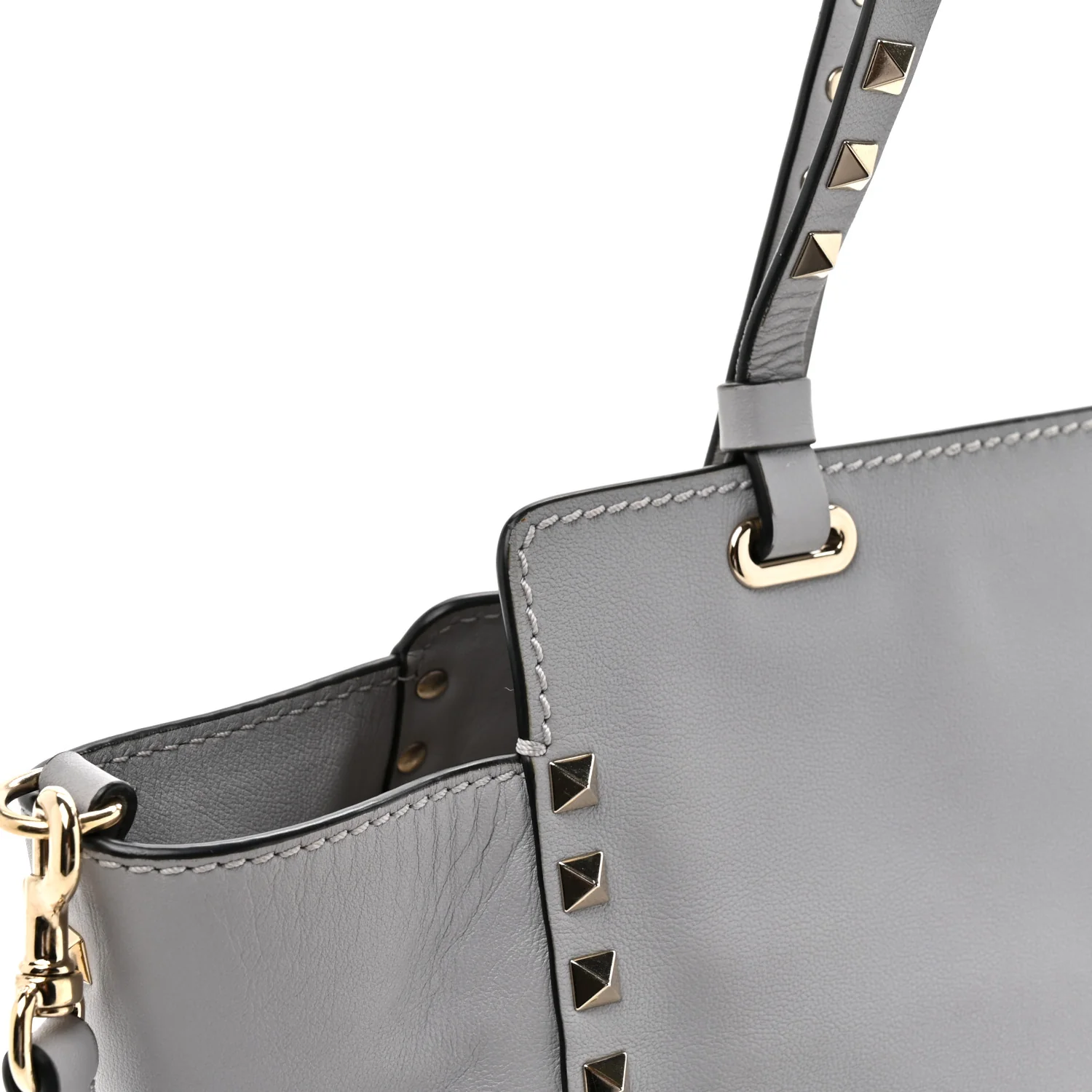 Vitello Small Rockstud Tote Grey - Image 12