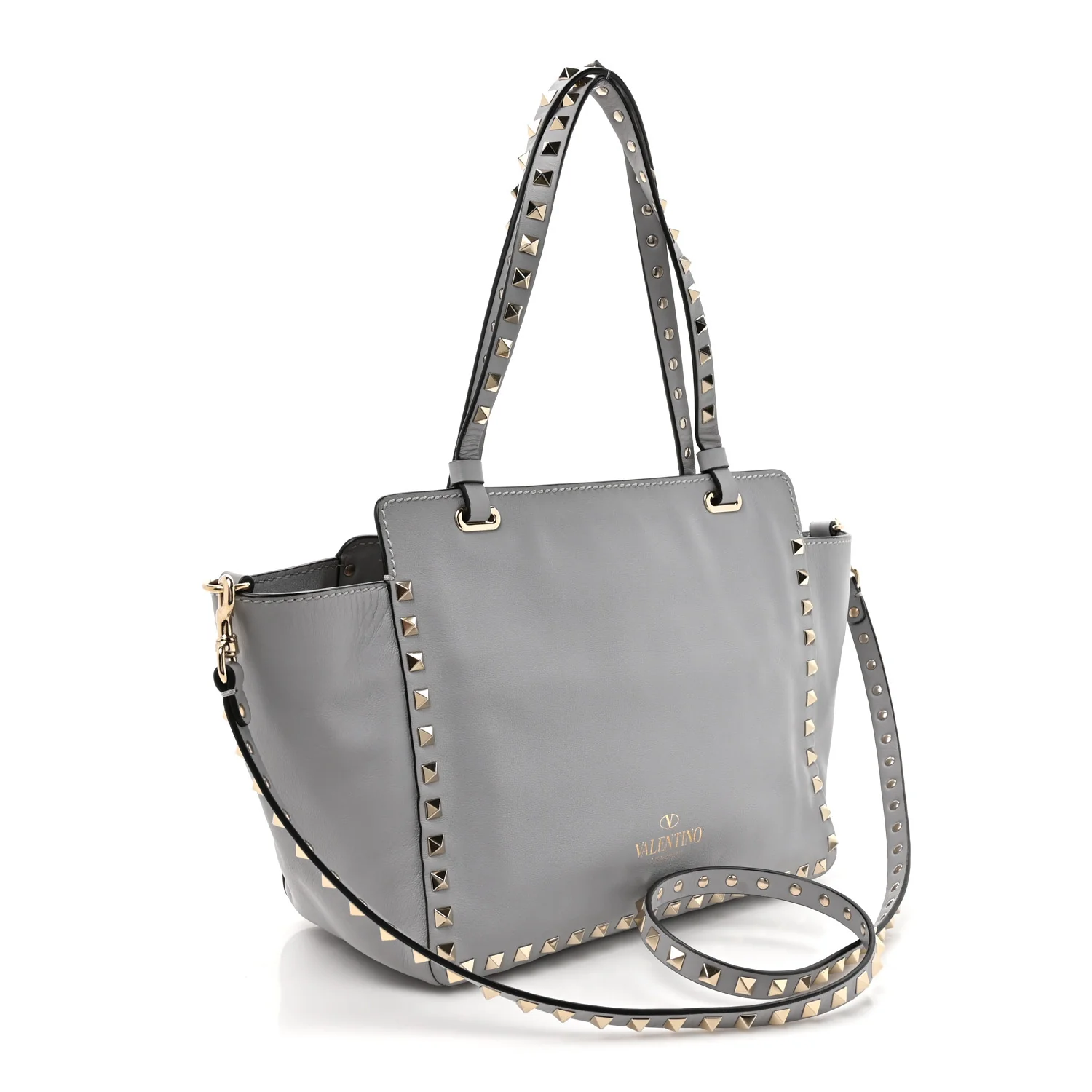 Vitello Small Rockstud Tote Grey - Image 3