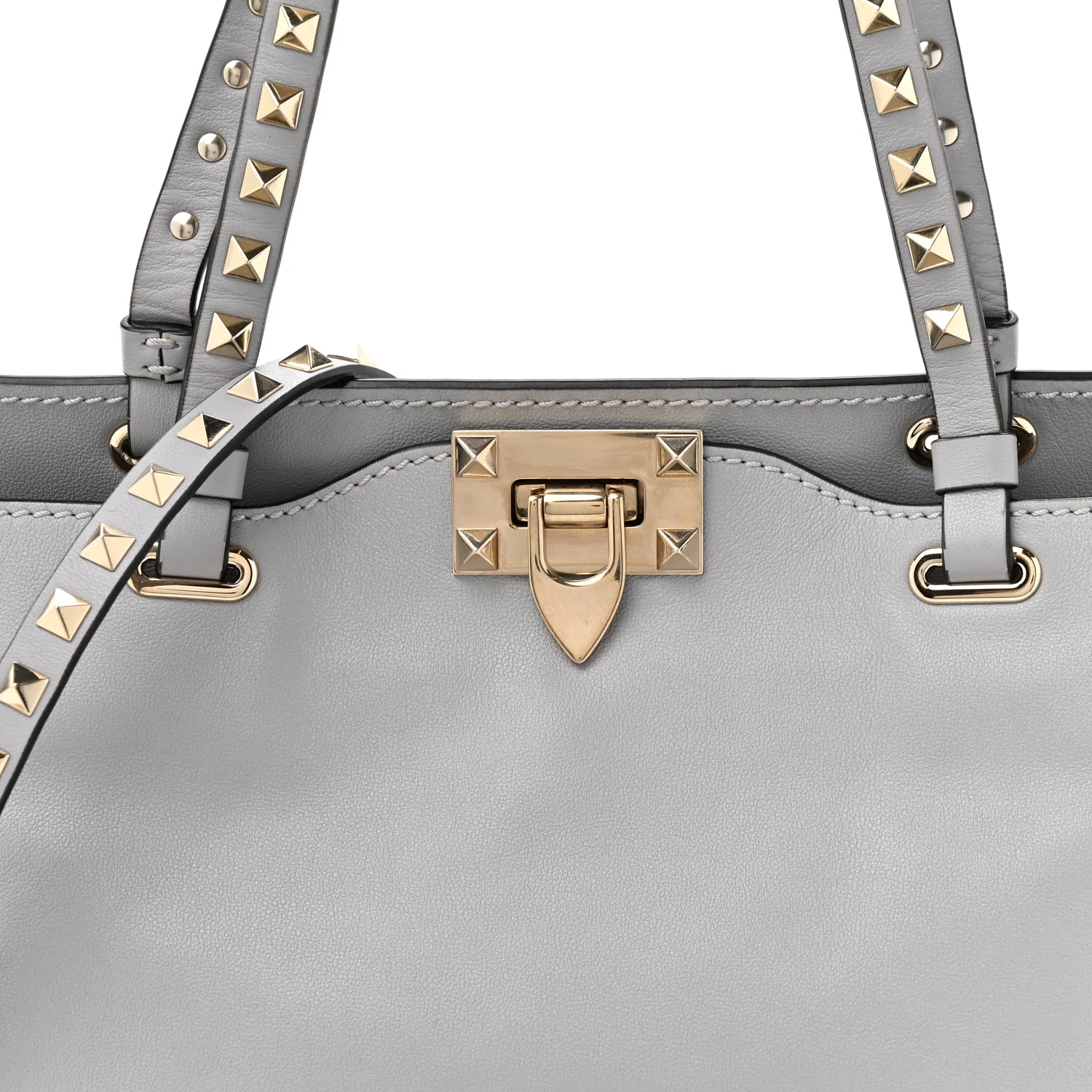 Vitello Small Rockstud Tote Grey - Image 7