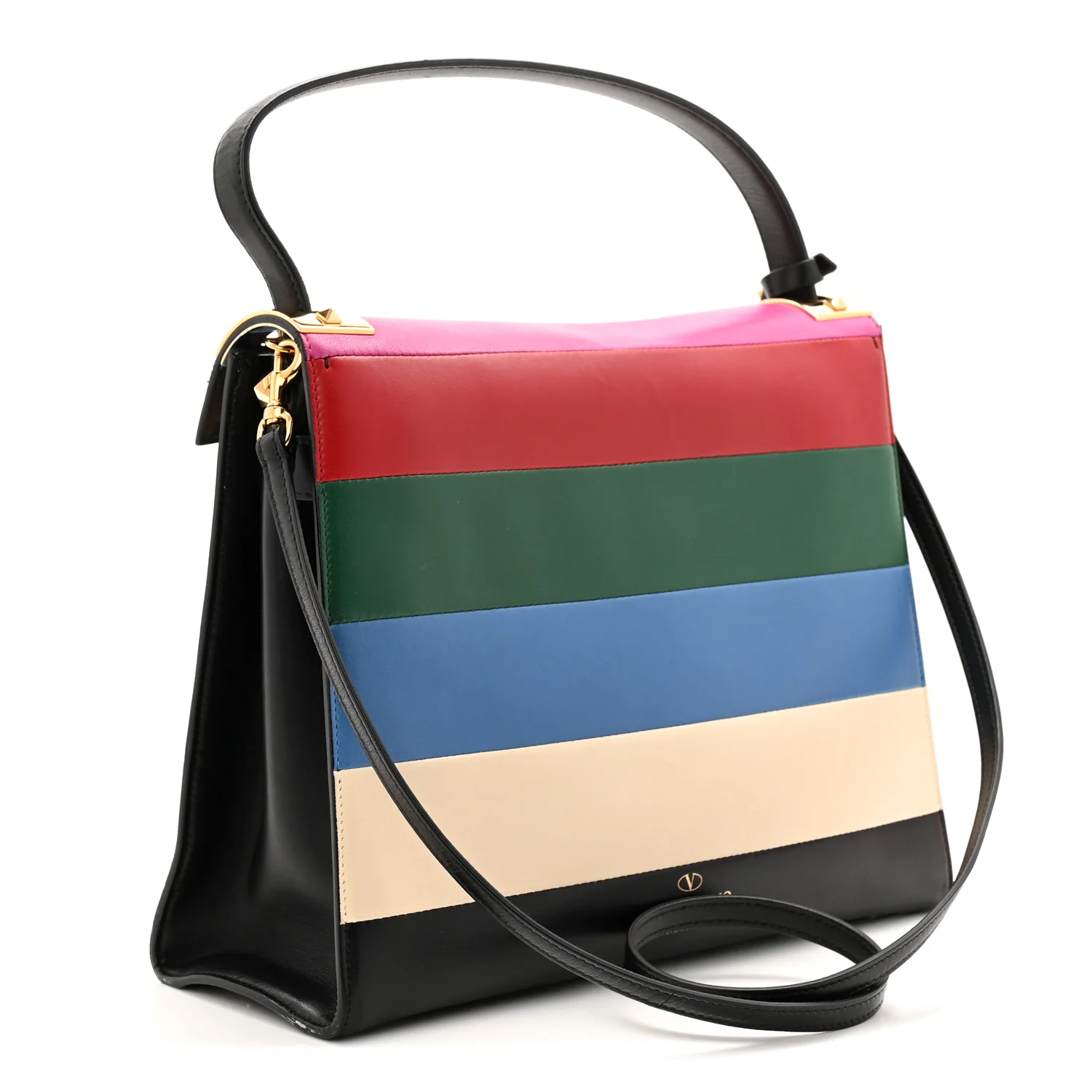 Vitello Striped Medium My Rockstud Frame Bag Multicolor - Image 3
