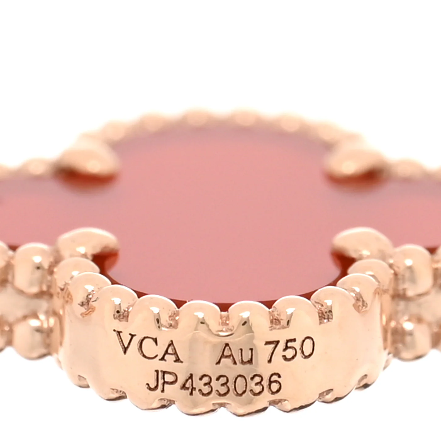 18K Rose Gold Carnelian 5 Motifs Guilloche Vintage Alhambra Bracelet - Image 2