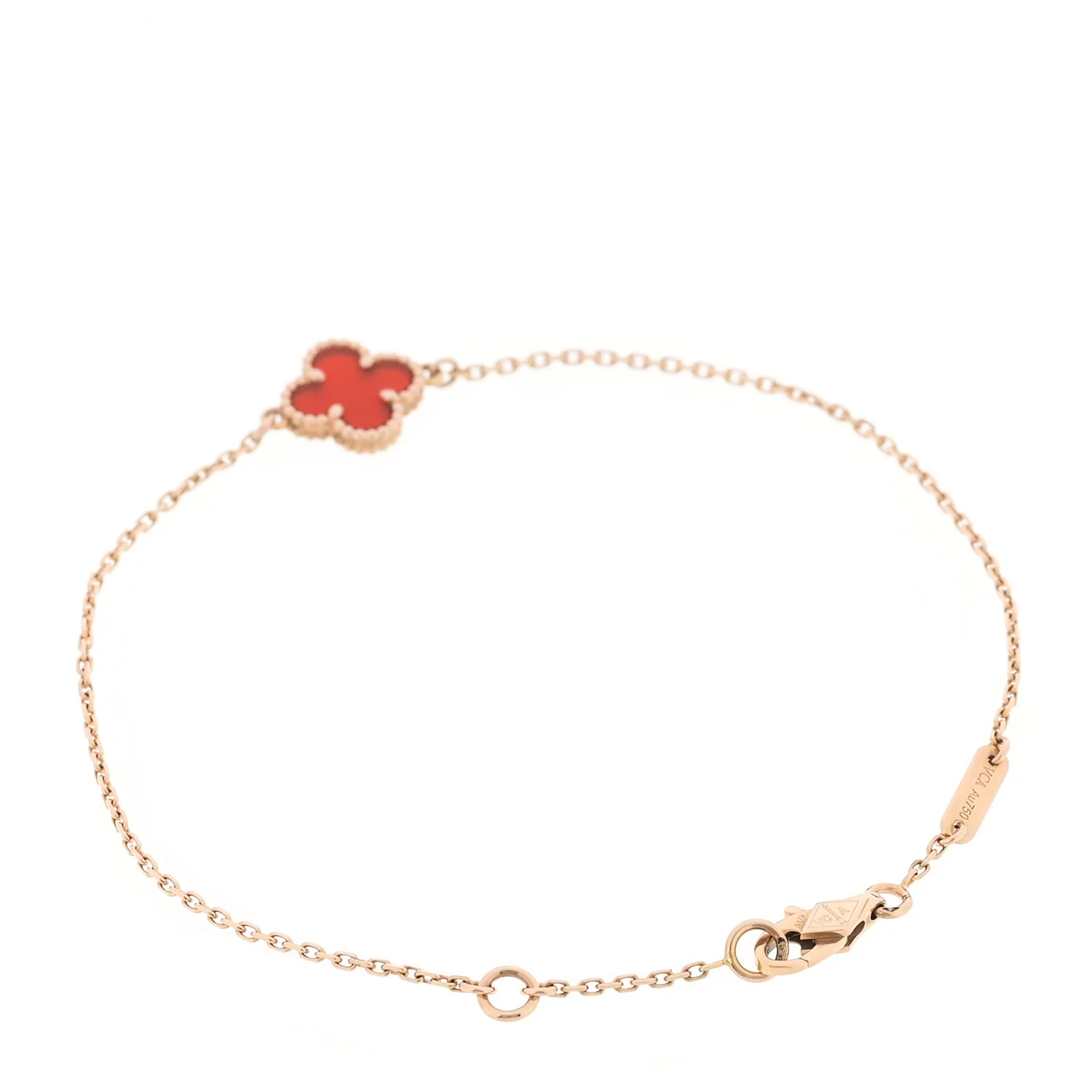 18K Rose Gold Carnelian Sweet Alhambra Bracelet - Image 2