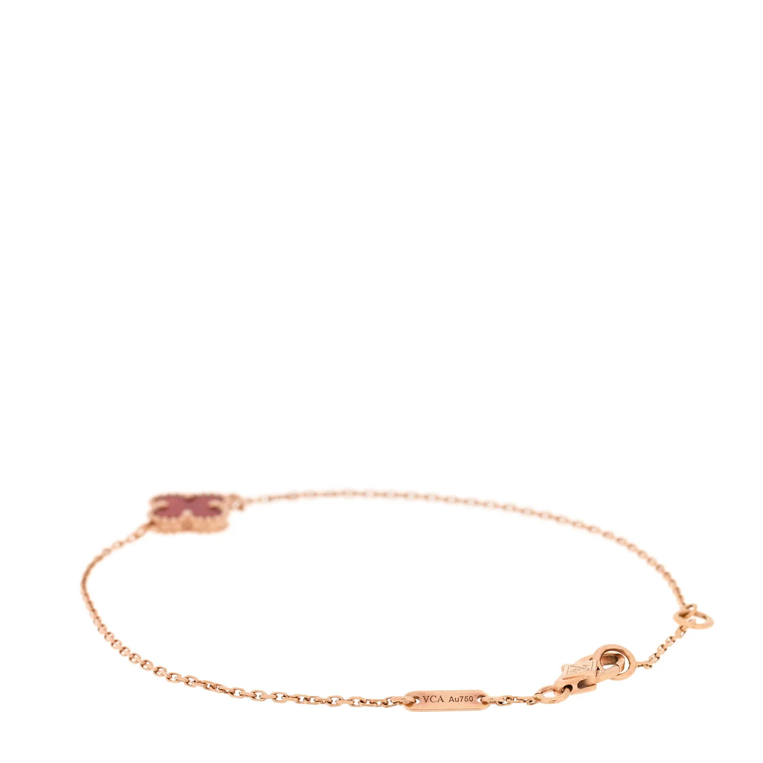 18K Rose Gold Carnelian Sweet Alhambra Bracelet - Image 2