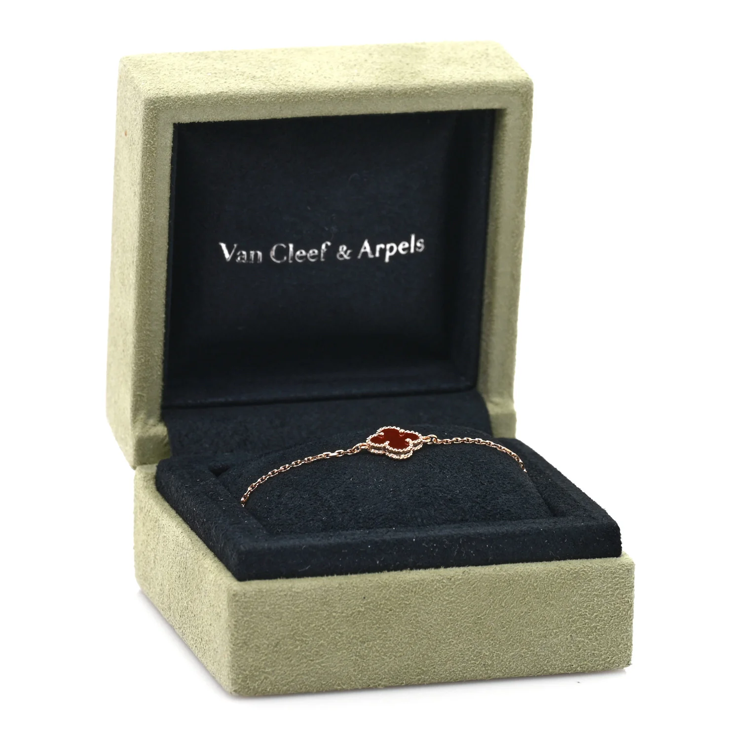 18K Rose Gold Carnelian Sweet Alhambra Bracelet - Image 4