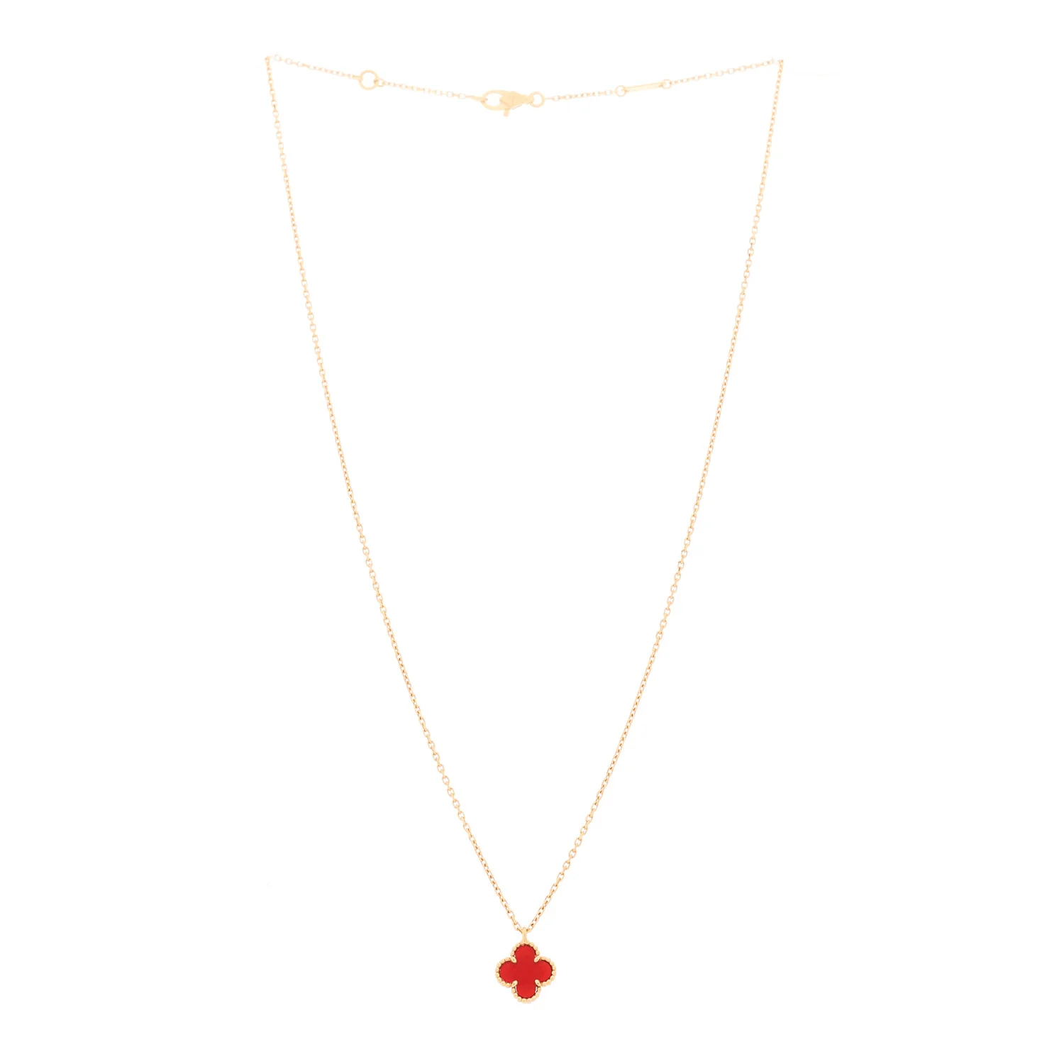 18k Rose Gold Carnelian Sweet Alhambra Heart Pendant Necklace - Image 3