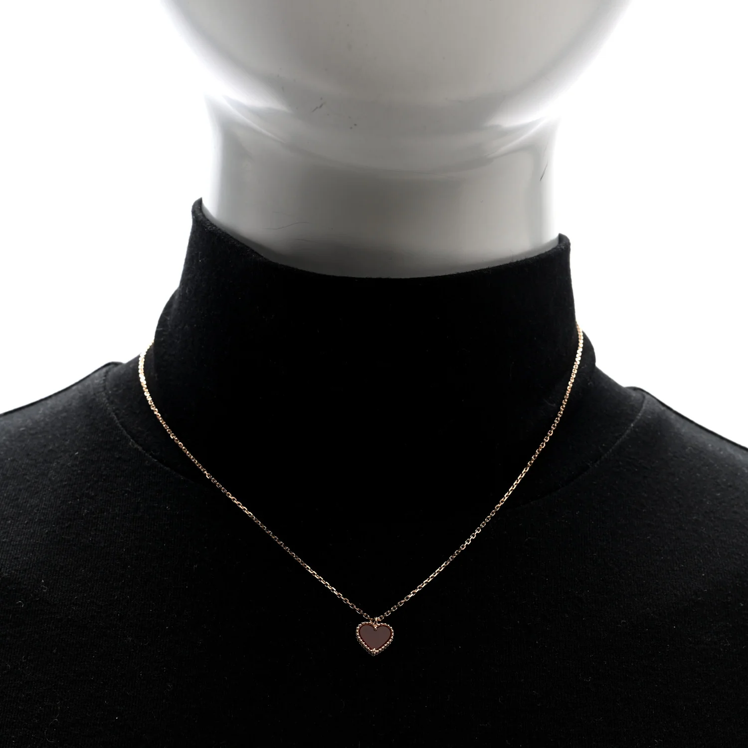 18k Rose Gold Carnelian Sweet Alhambra Heart Pendant Necklace - Image 2