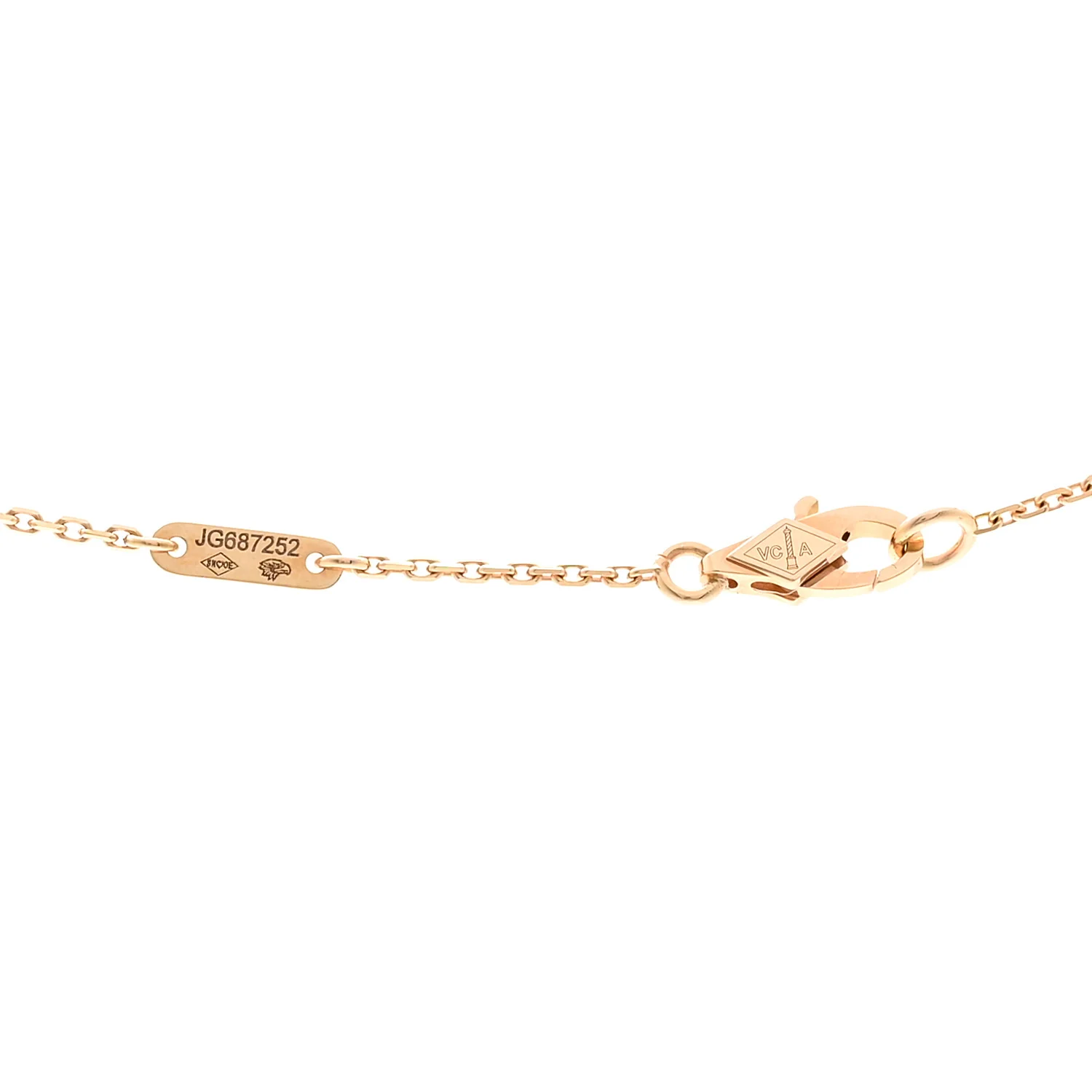 18K Rose Gold Carnelian Sweet Alhambra Pendant Necklace - Image 4
