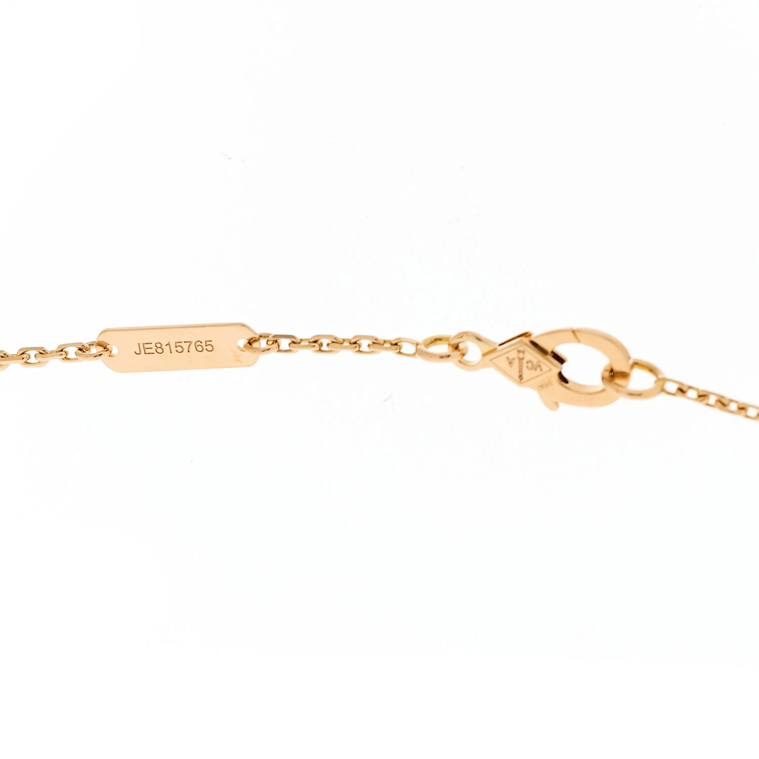 18K Rose Gold Diamond Bulls Eye Vintage Alhambra Pendant Necklace - Image 5