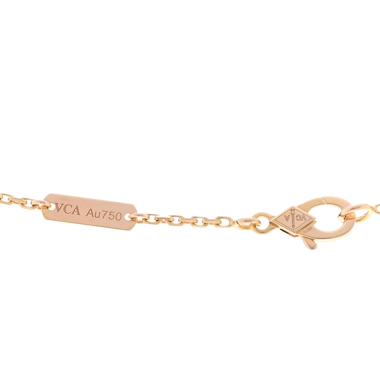 18K Rose Gold Diamond Bulls Eye Vintage Alhambra Pendant Necklace - Image 4