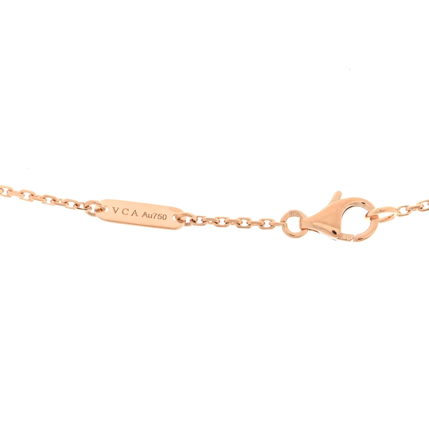 18K Rose Gold Diamond Grey Mother of Pearl Vintage Alhambra Pendant Necklace - Image 4