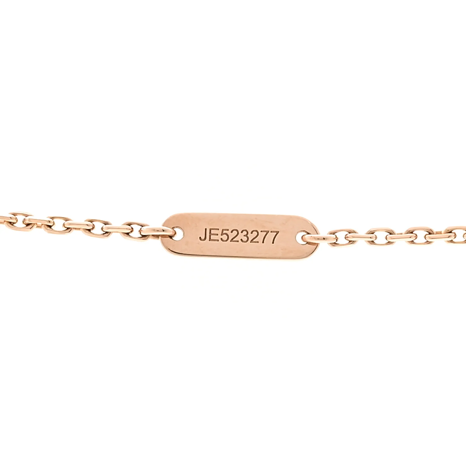 18K Rose Gold Diamond Pink Porcelain Vintage Alhambra Pendant Necklace - Image 5