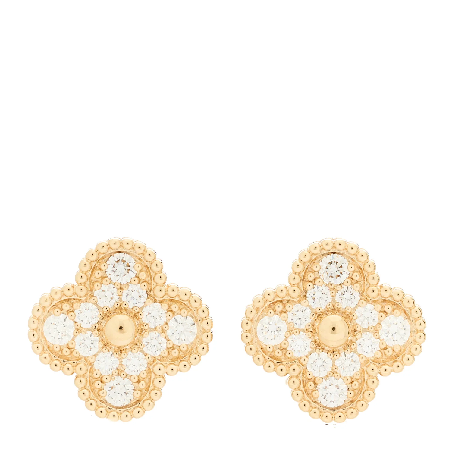 18K Rose Gold Diamond Vintage Alhambra Earrings