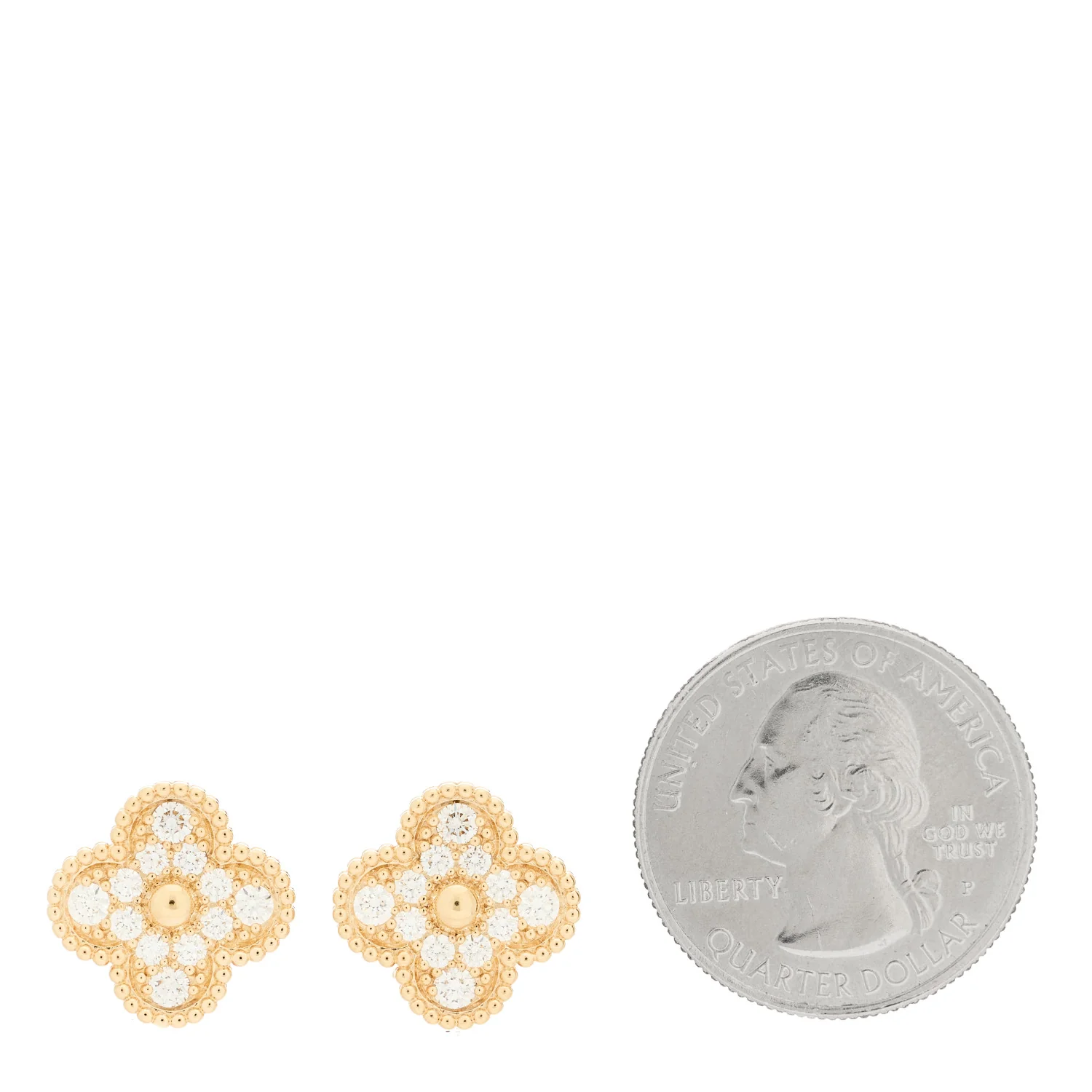 18K Rose Gold Diamond Vintage Alhambra Earrings - Image 2