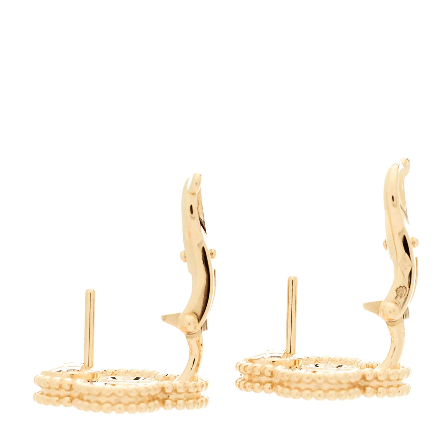 18K Rose Gold Diamond Vintage Alhambra Earrings - Image 3