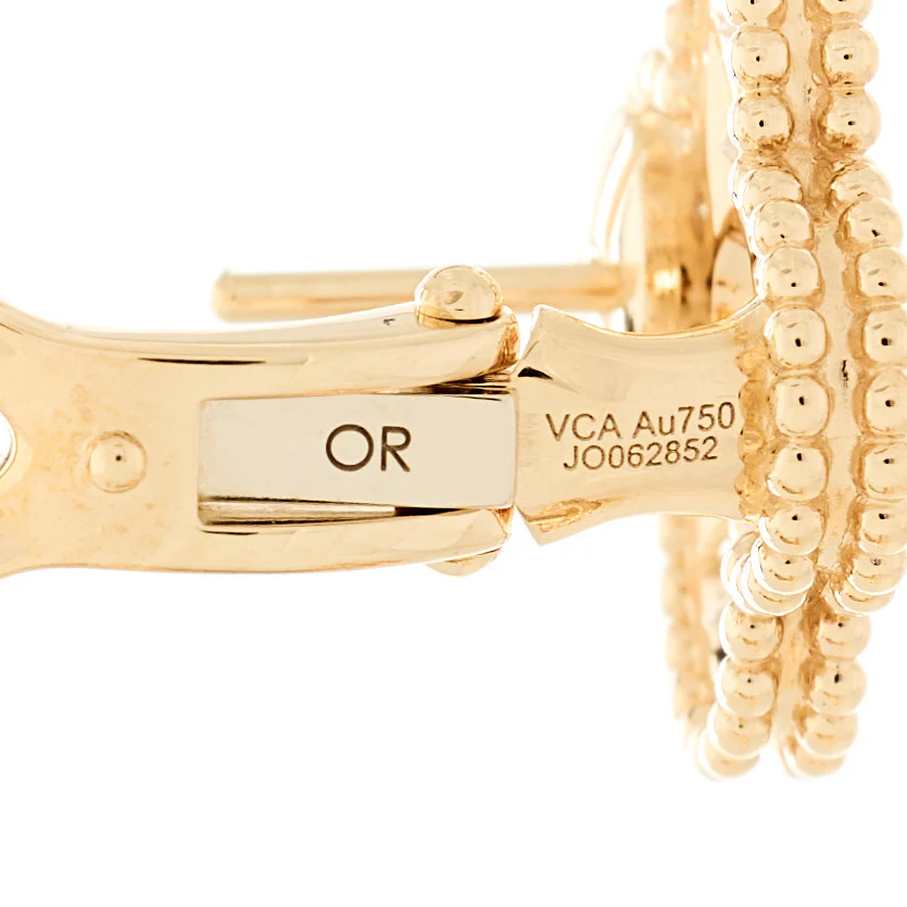 18K Rose Gold Diamond Vintage Alhambra Earrings - Image 4